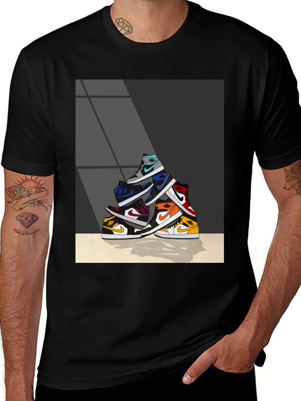 Sneaker Stack Graphic Tee - Stylish & Unique