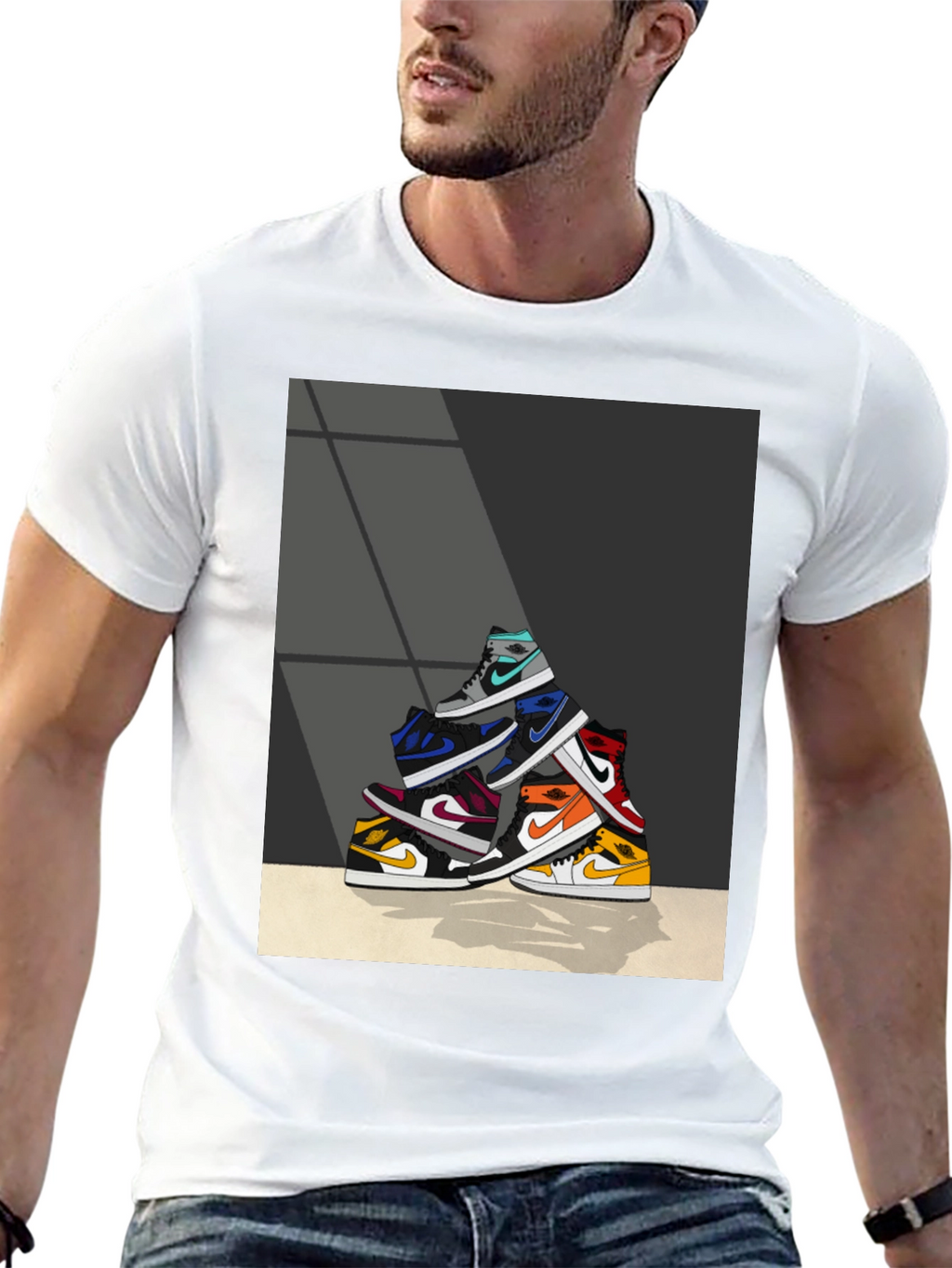 Sneaker Stack Graphic Tee - Stylish & Unique