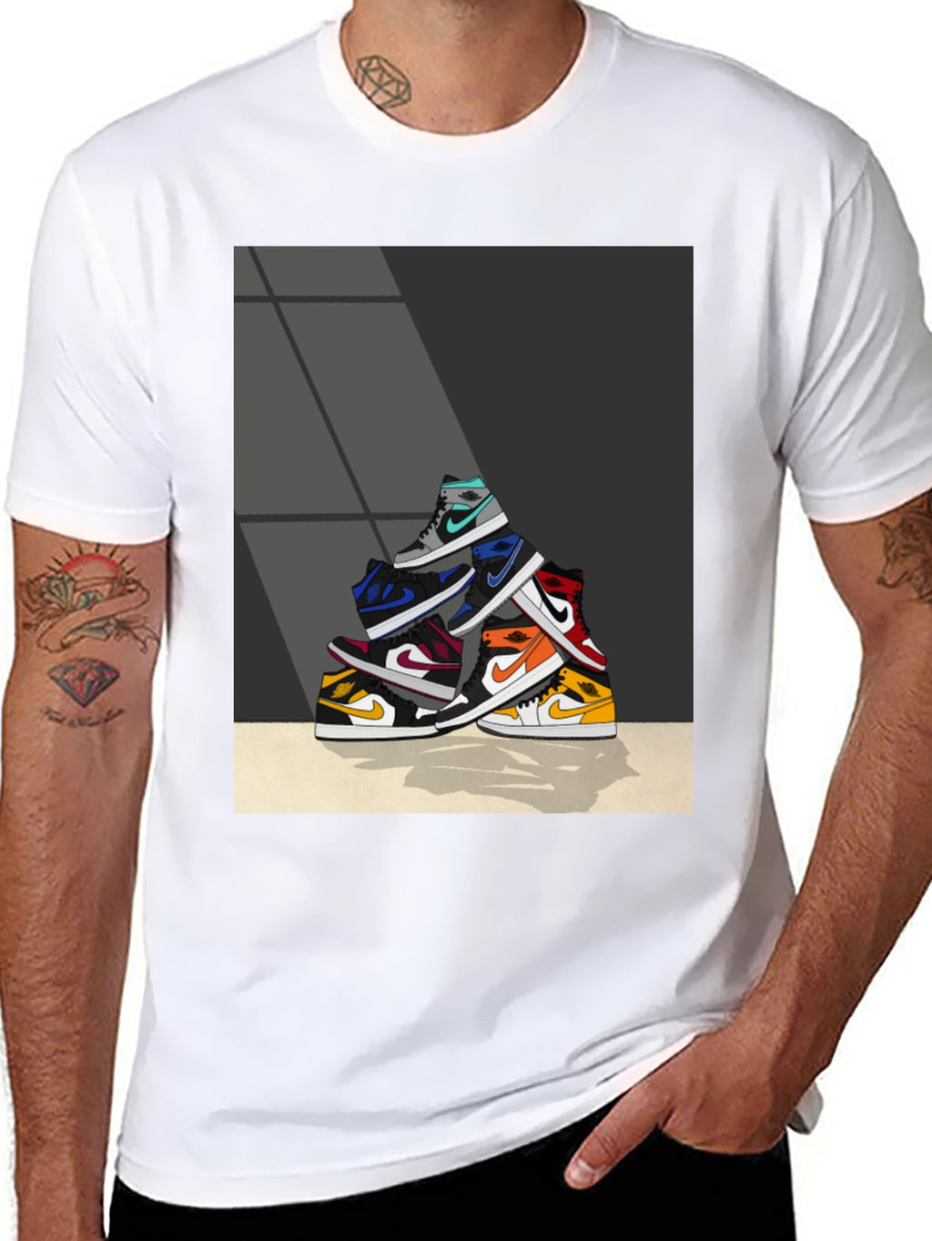 Sneaker Stack Graphic Tee - Stylish & Unique