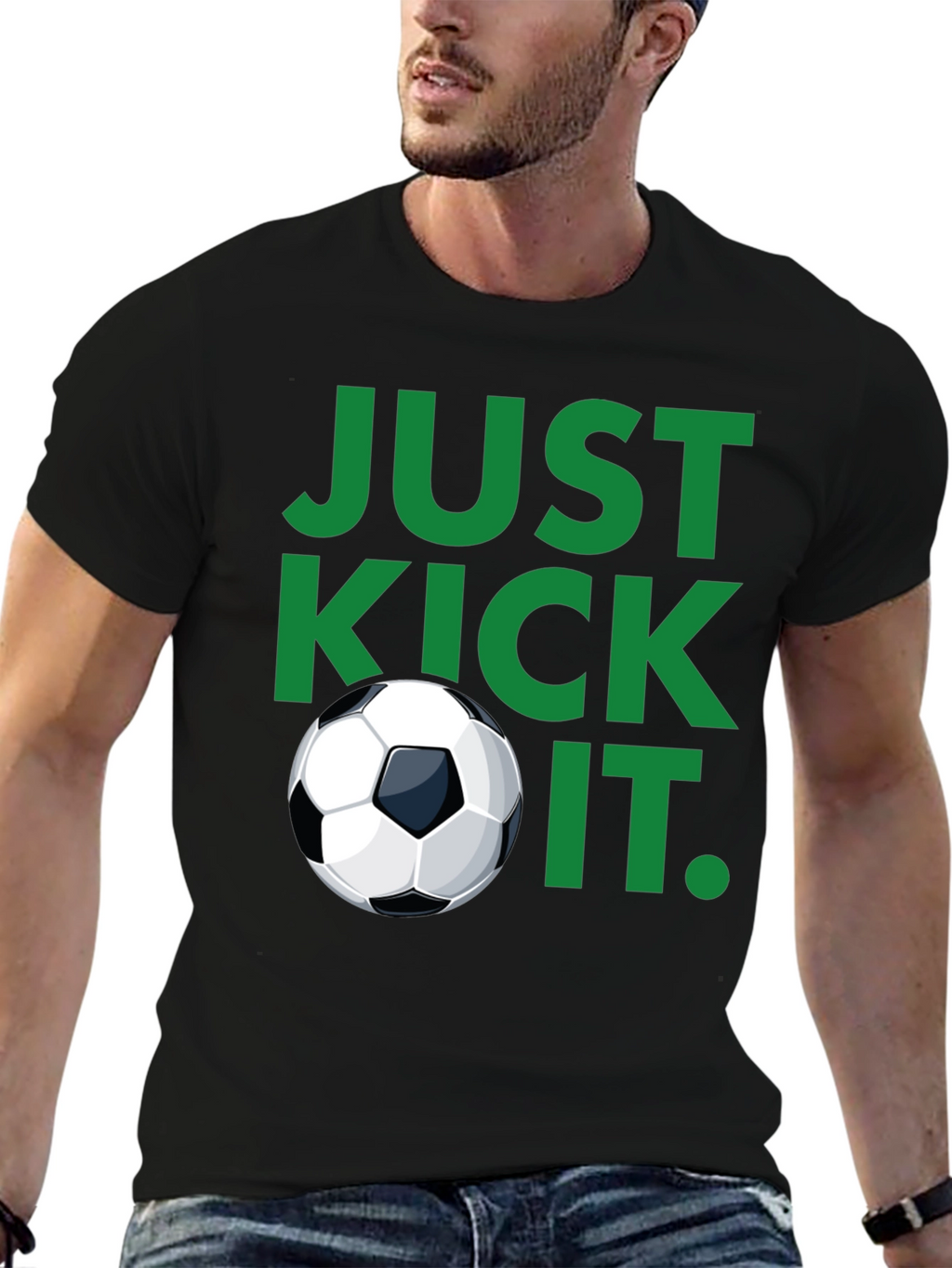 Just Kick It Black Soccer T-Shirt