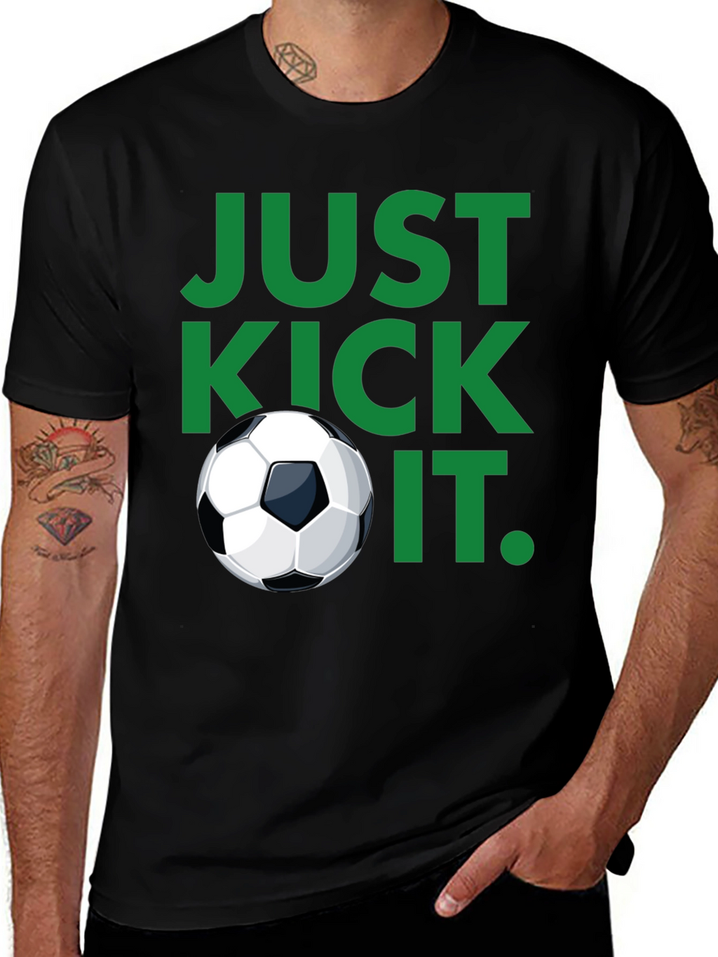 Just Kick It Black Soccer T-Shirt