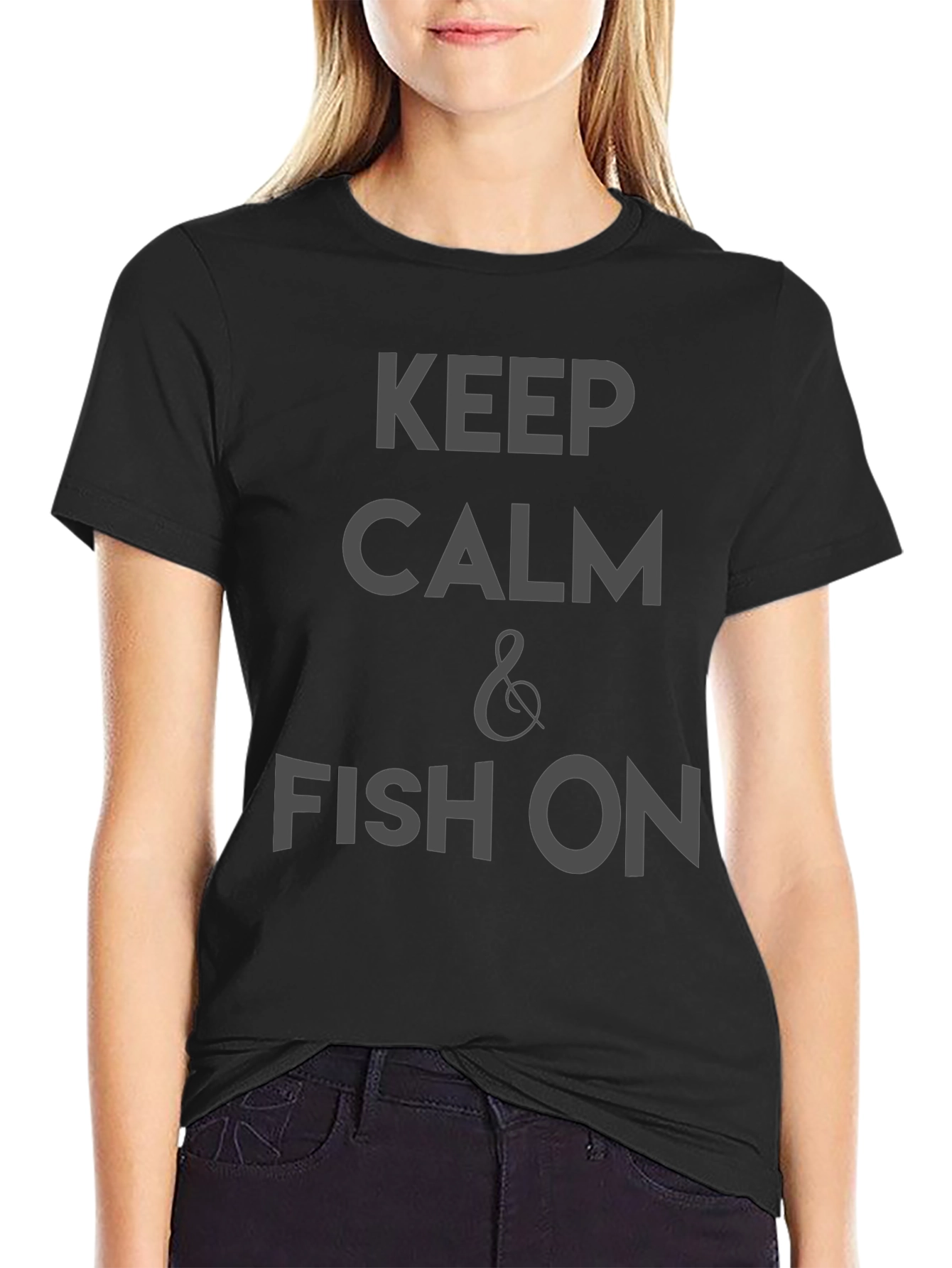 Keep Calm & Fish On Black T-Shirt