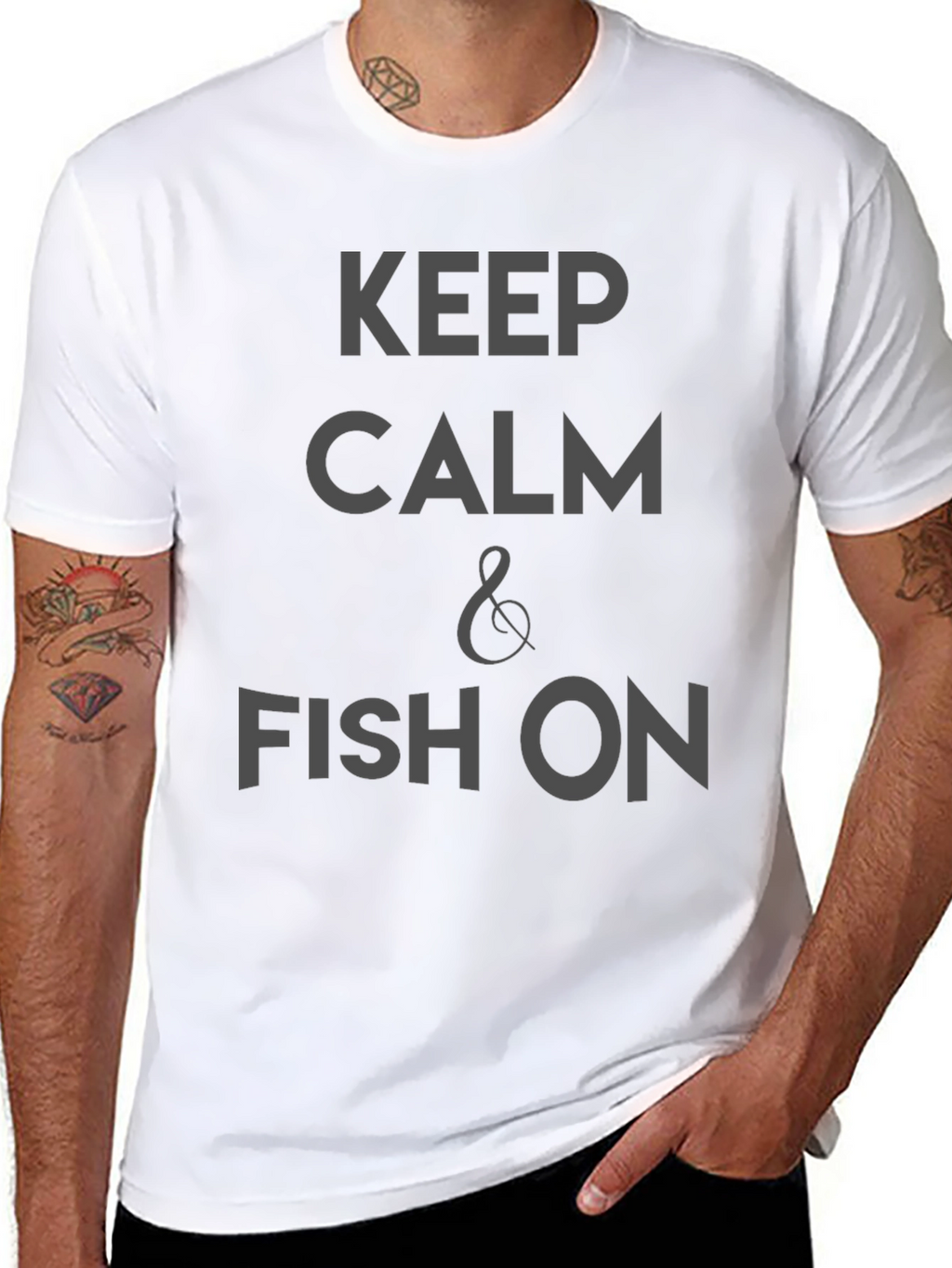 Keep Calm & Fish On Black T-Shirt