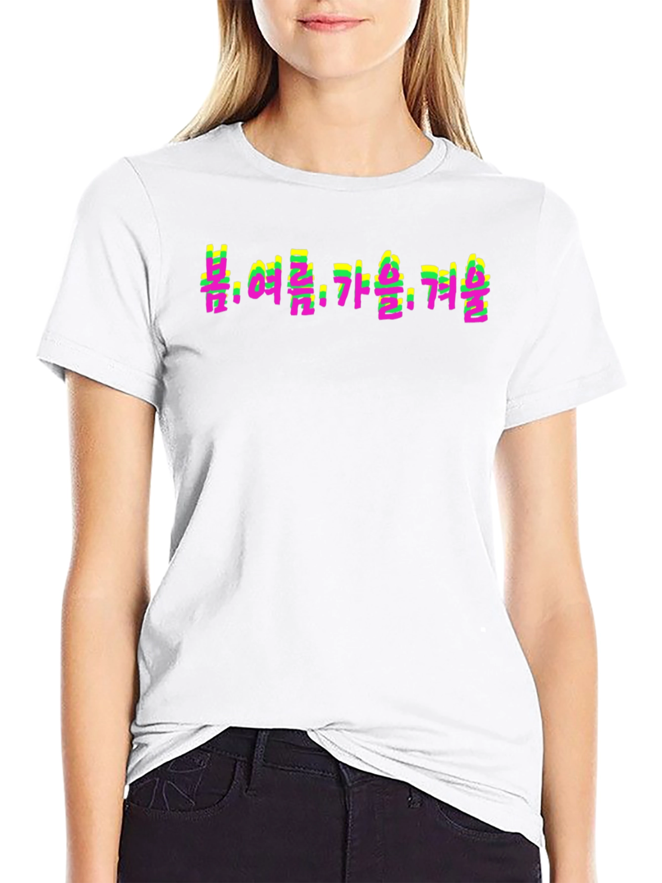 Seasons Korean Text T-Shirt