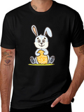 Cute Easter Bunny Holding Egg - Graphic T-Shirt