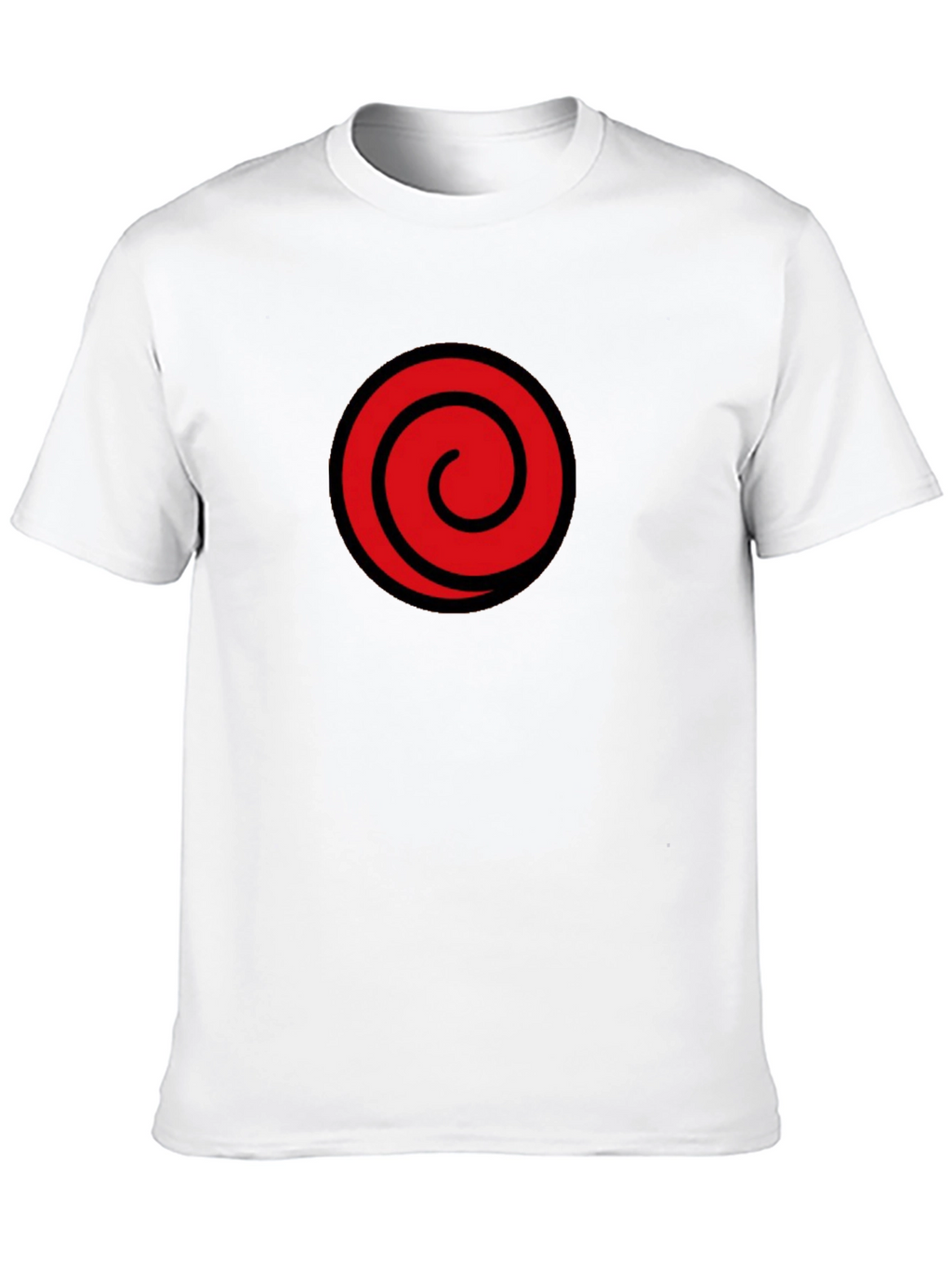Black T-Shirt with Red Spiral Graphic