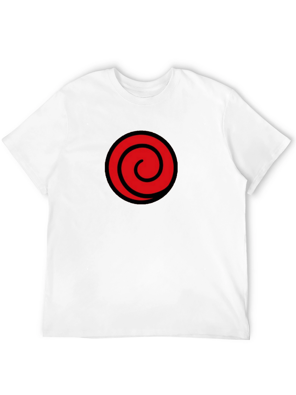 Black T-Shirt with Red Spiral Graphic