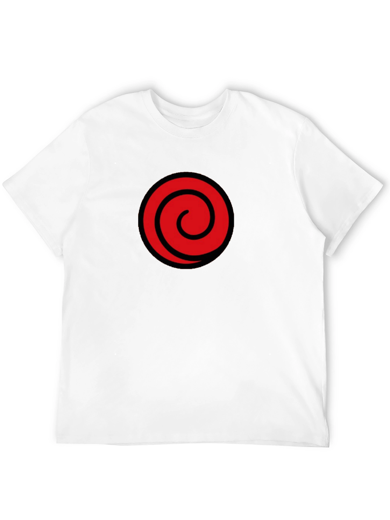 Black T-Shirt with Red Spiral Graphic