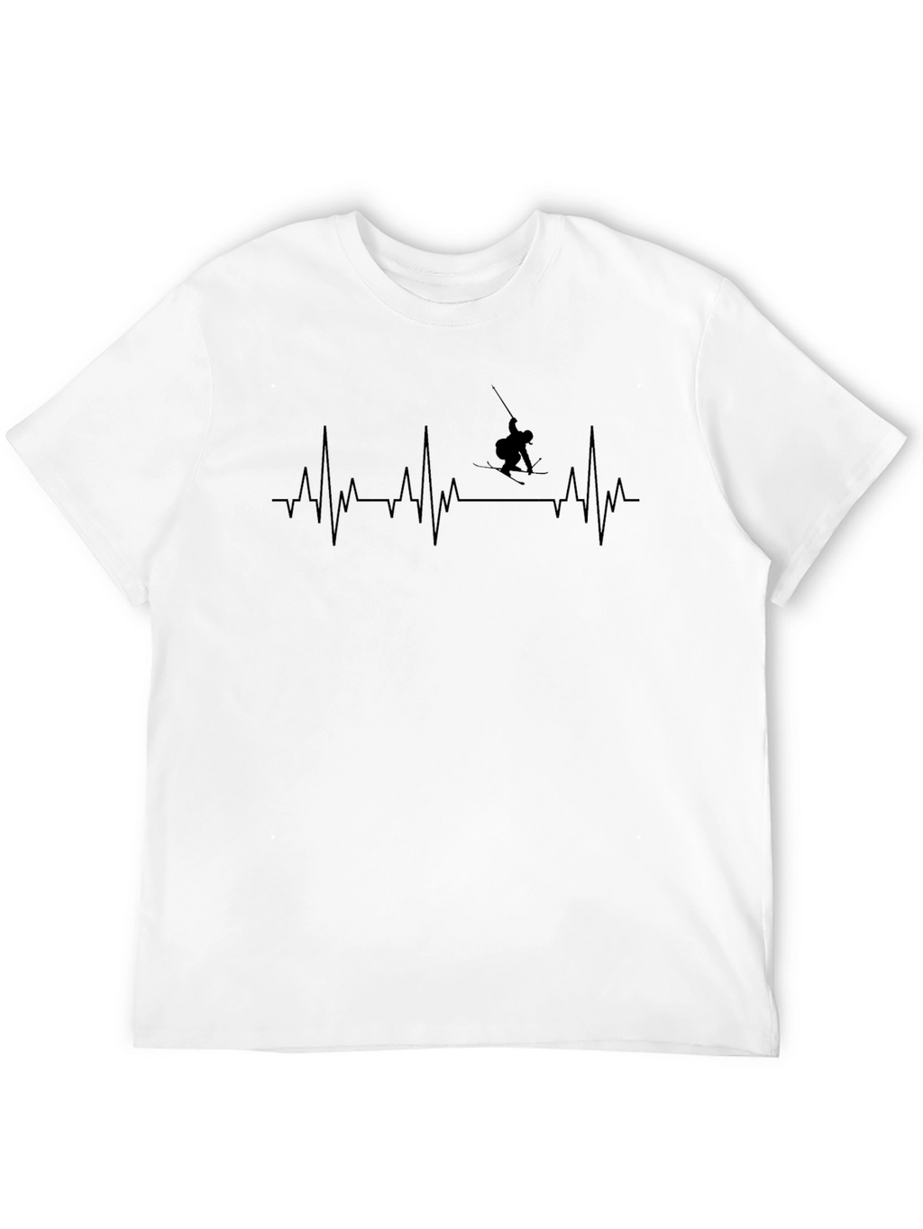 Skiing Heartbeat T-Shirt - Black Graphic Tee