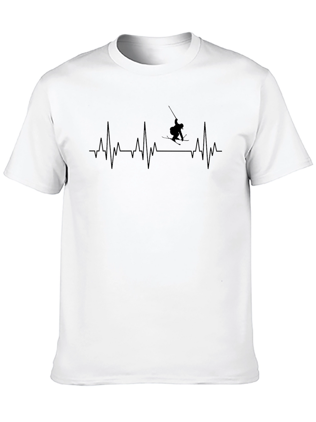 Skiing Heartbeat T-Shirt - Black Graphic Tee