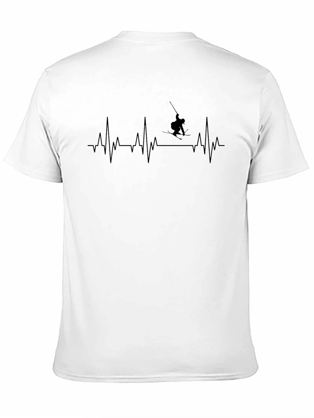 Skiing Heartbeat T-Shirt - Black Graphic Tee