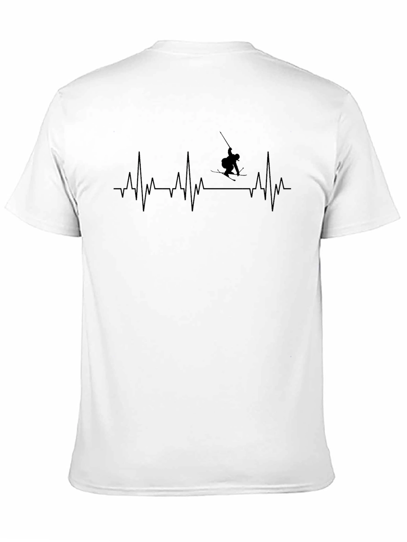 Skiing Heartbeat T-Shirt - Black Graphic Tee
