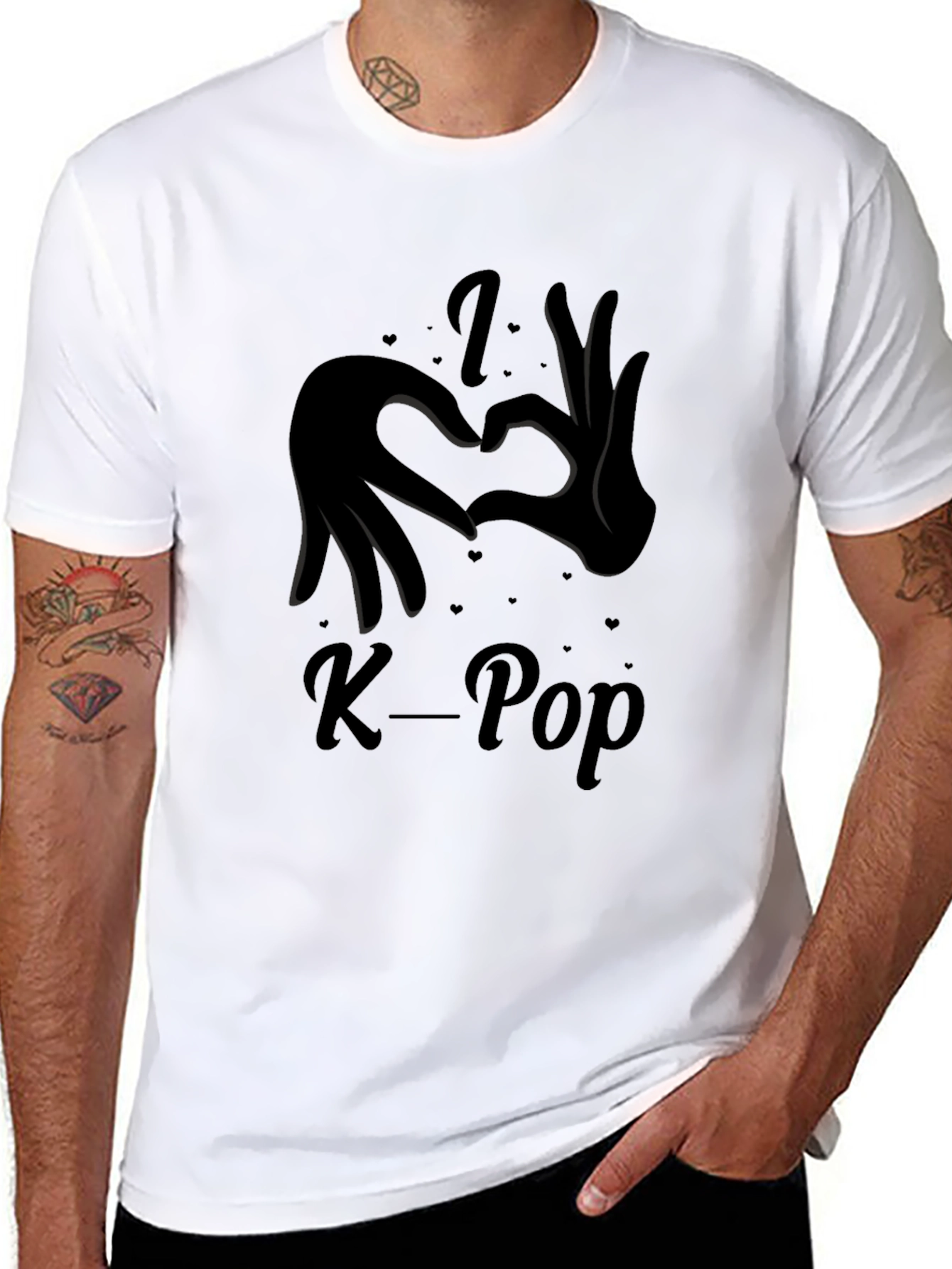 I Love K-Pop Heart Hands Graphic Tee