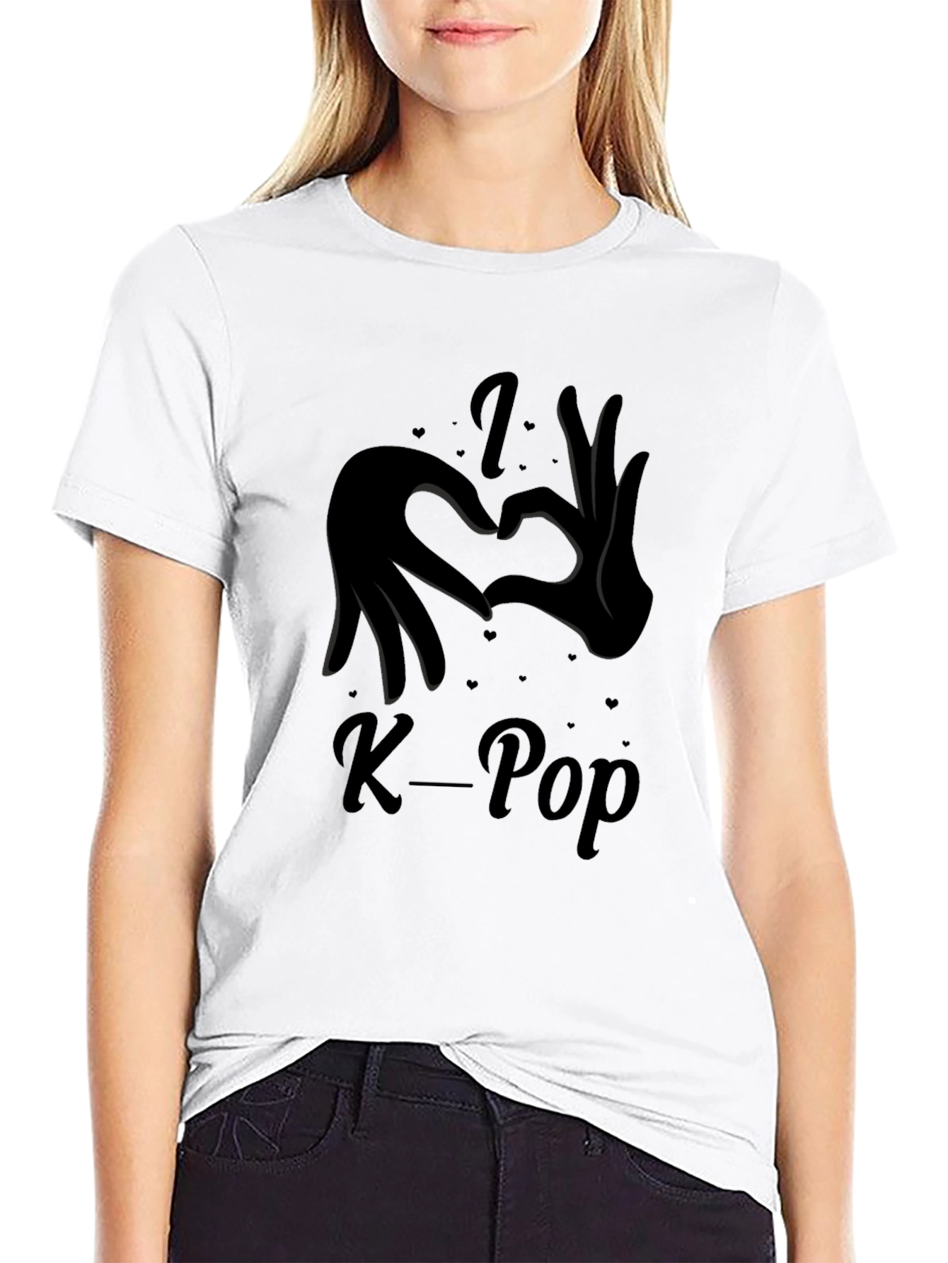 I Love K-Pop Heart Hands Graphic Tee
