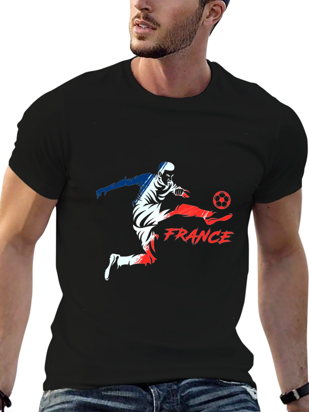 France Soccer T-Shirt - Black Graphic Tee