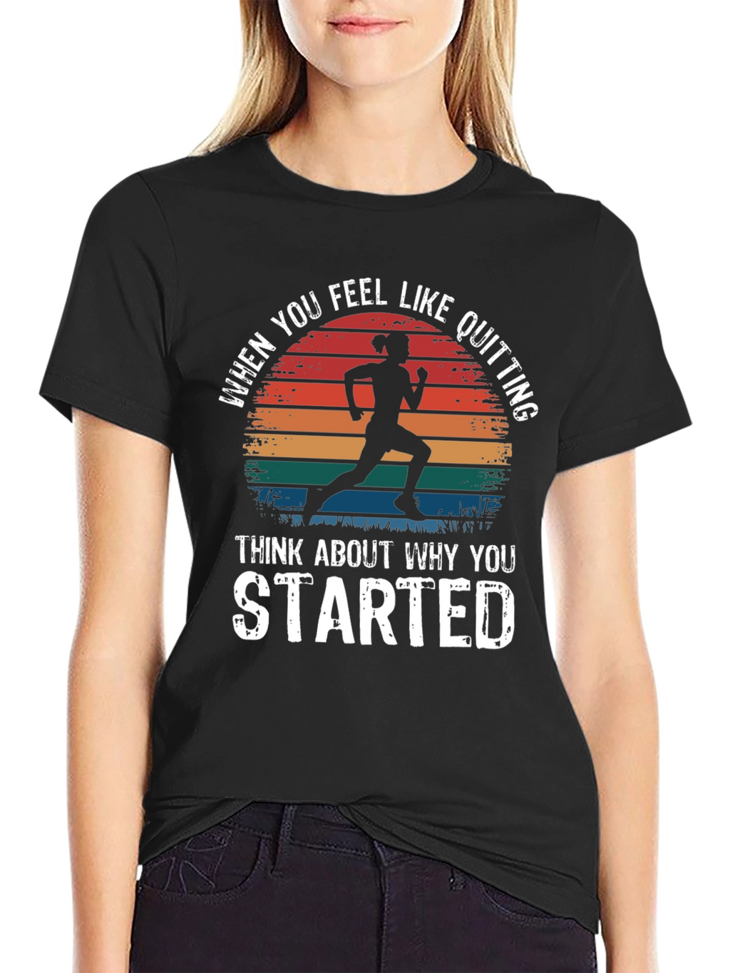Motivational Runner T-Shirt - Never Quit Design