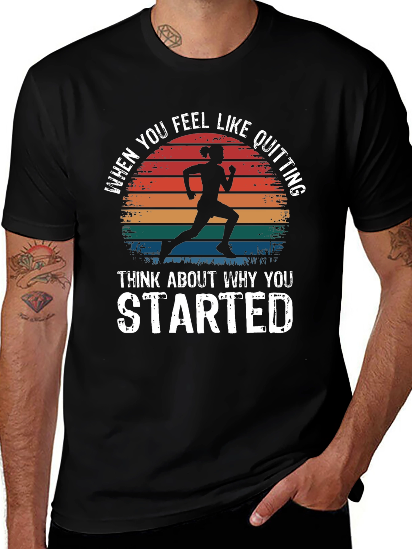 Motivational Runner T-Shirt - Never Quit Design