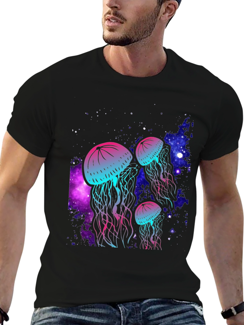 Neon Jellyfish Galaxy T-Shirt