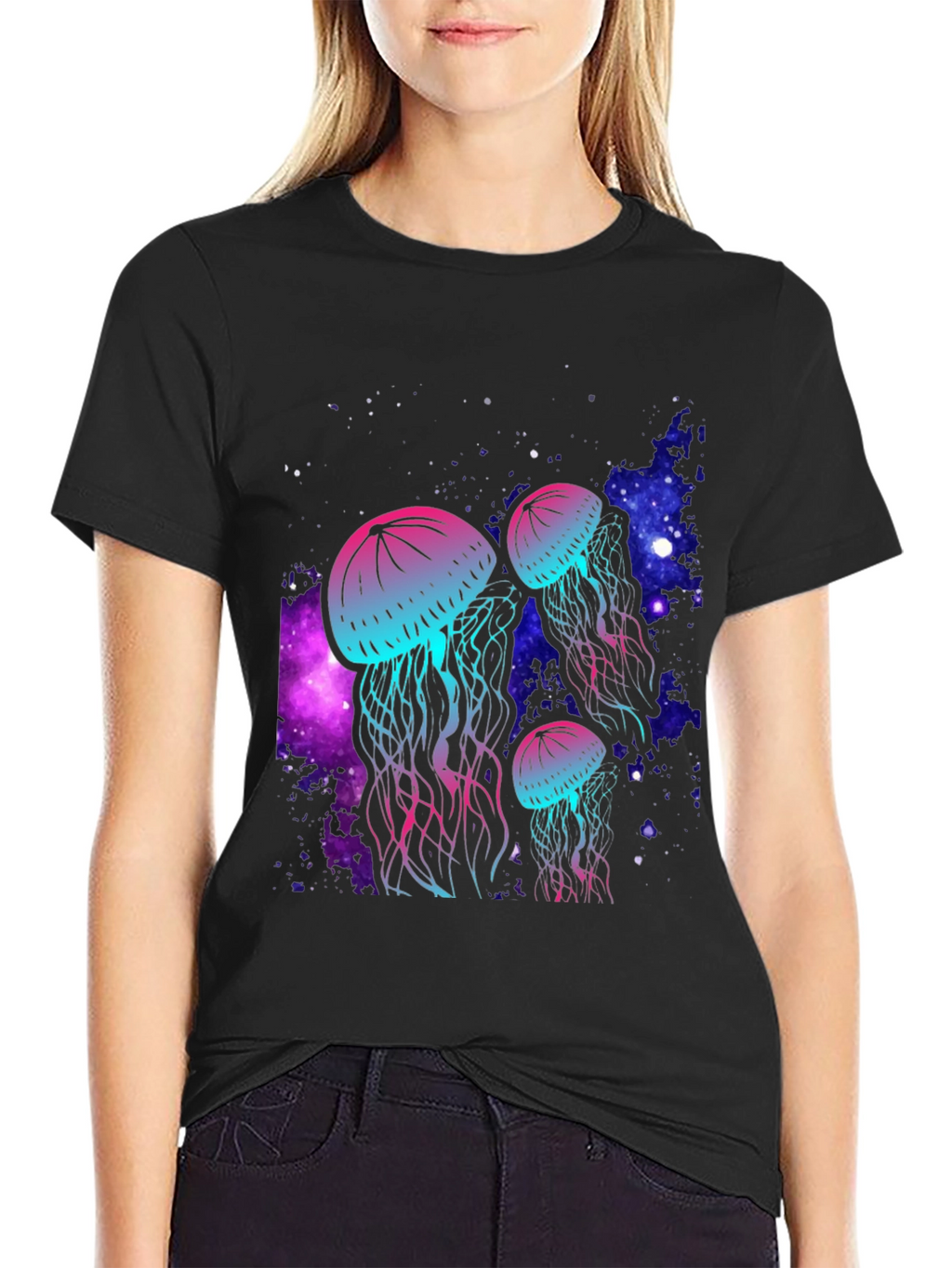 Neon Jellyfish Galaxy T-Shirt
