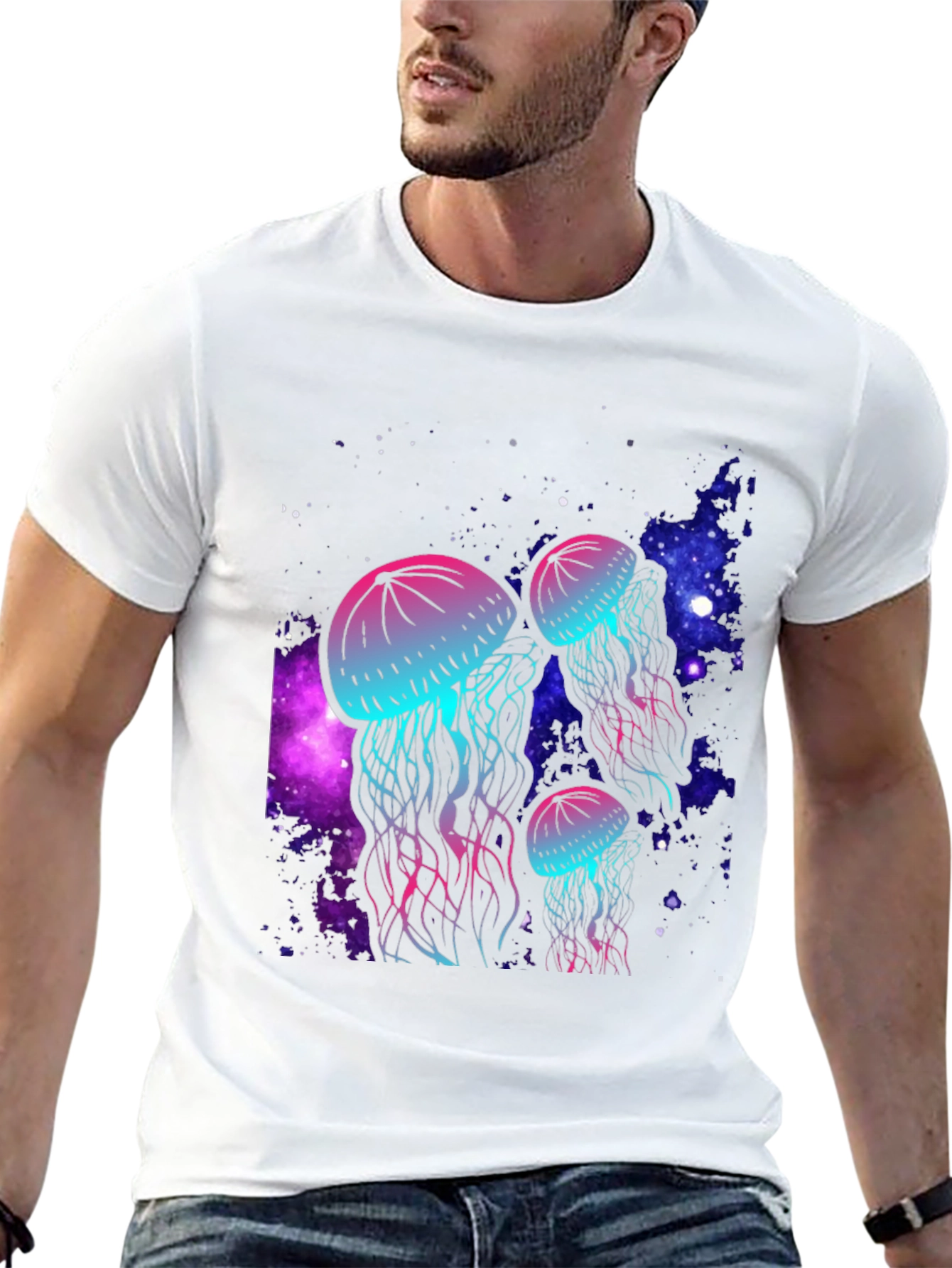 Neon Jellyfish Galaxy T-Shirt