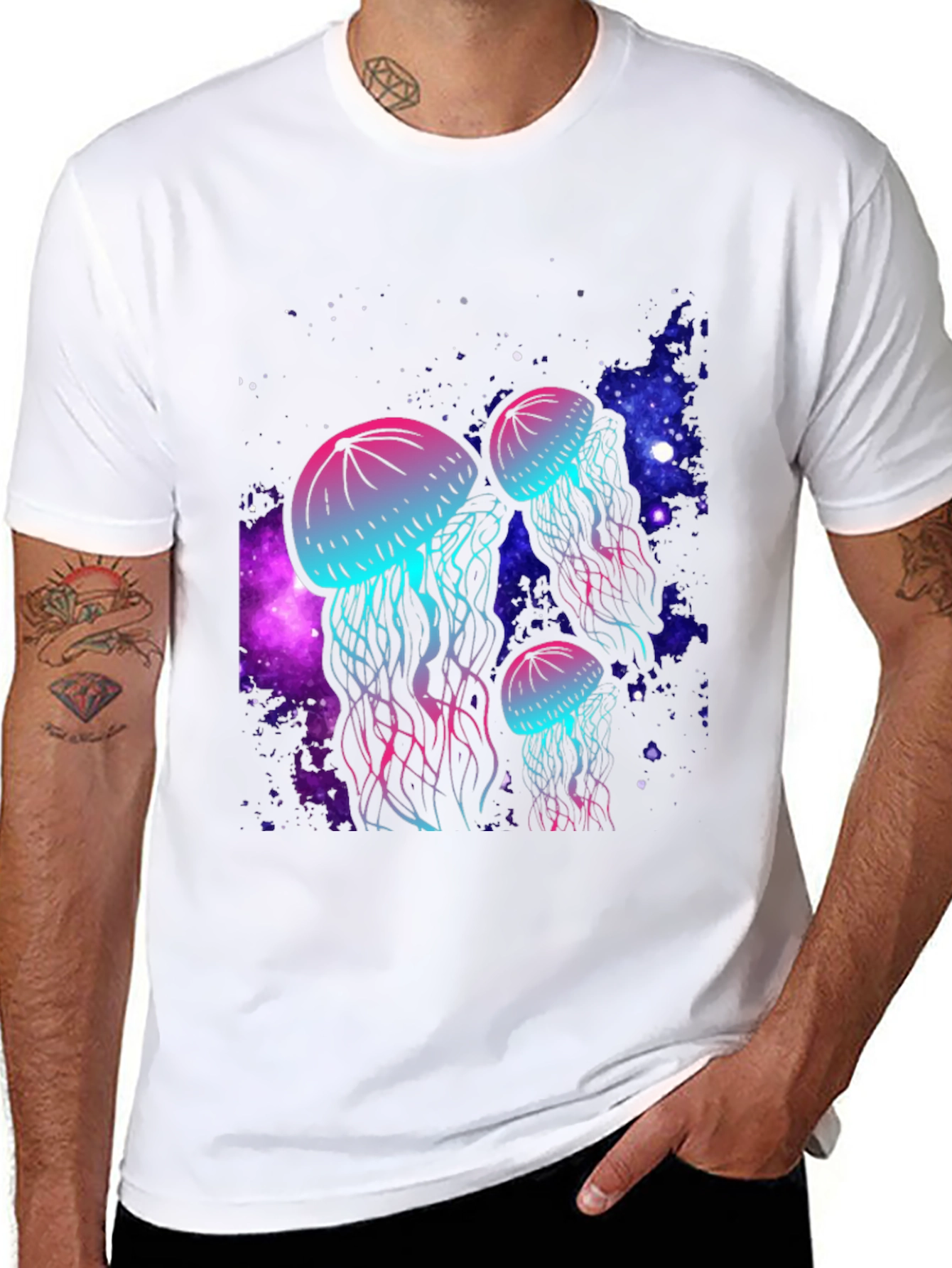Neon Jellyfish Galaxy T-Shirt