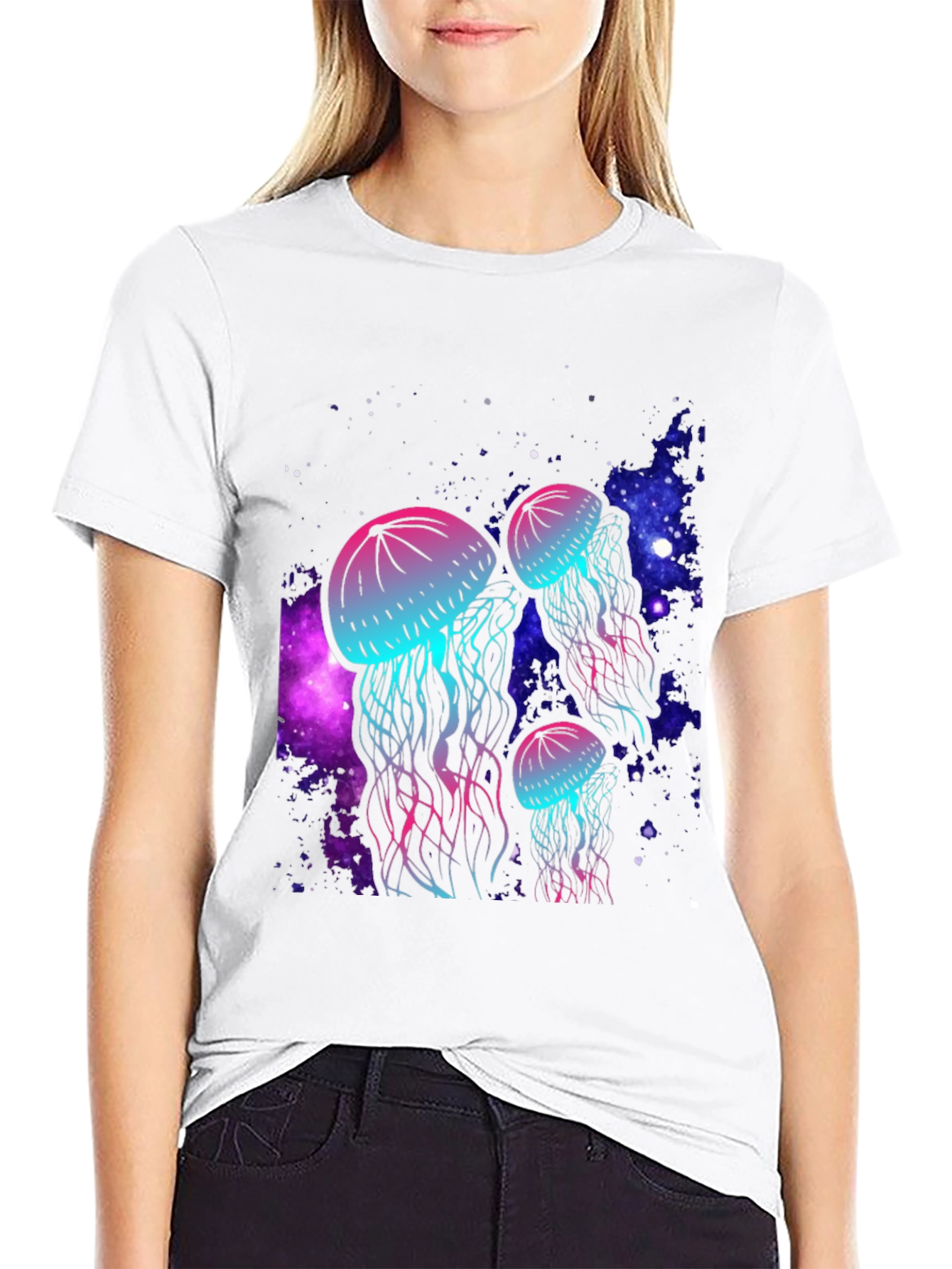 Neon Jellyfish Galaxy T-Shirt