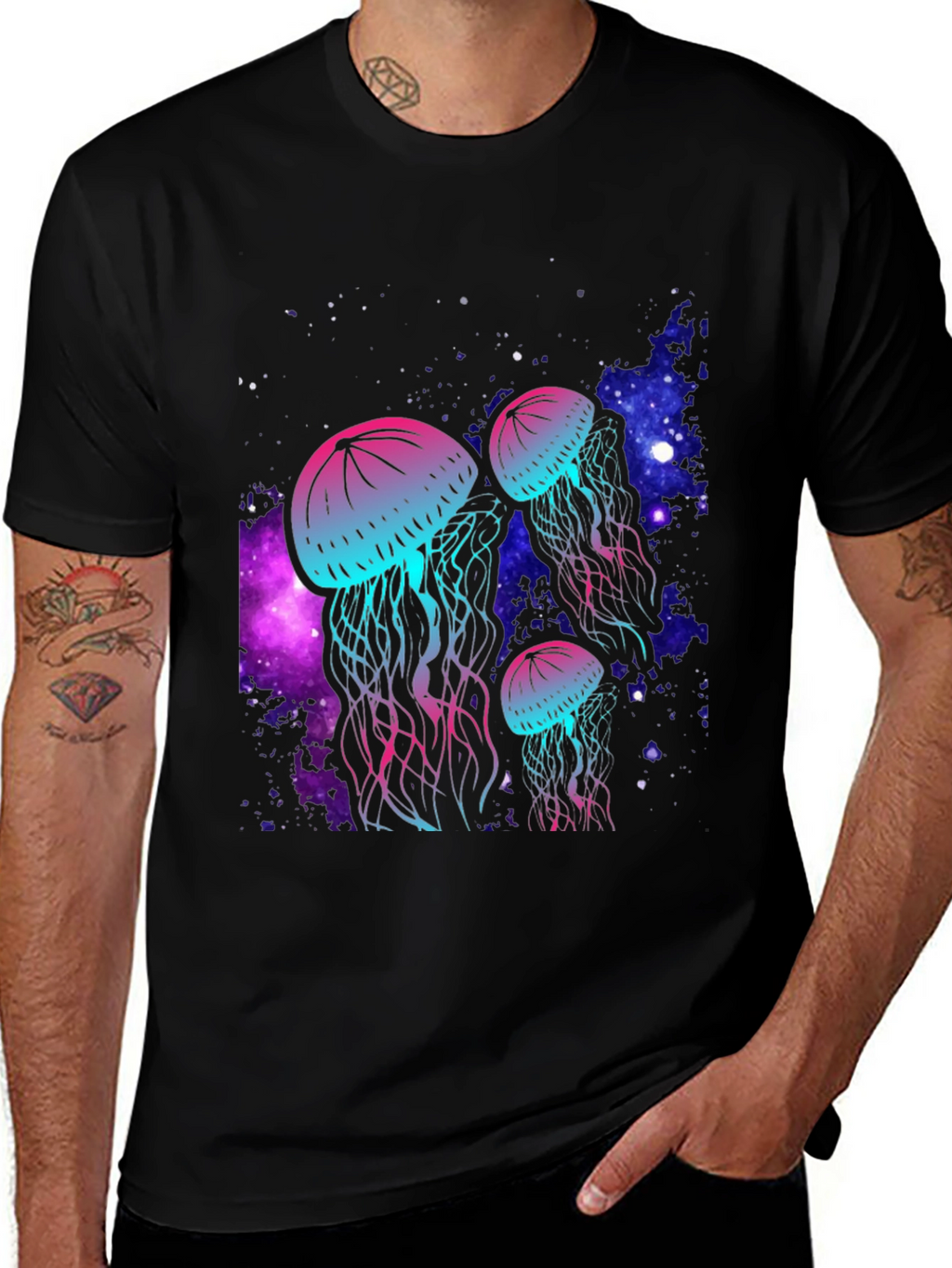 Neon Jellyfish Galaxy T-Shirt