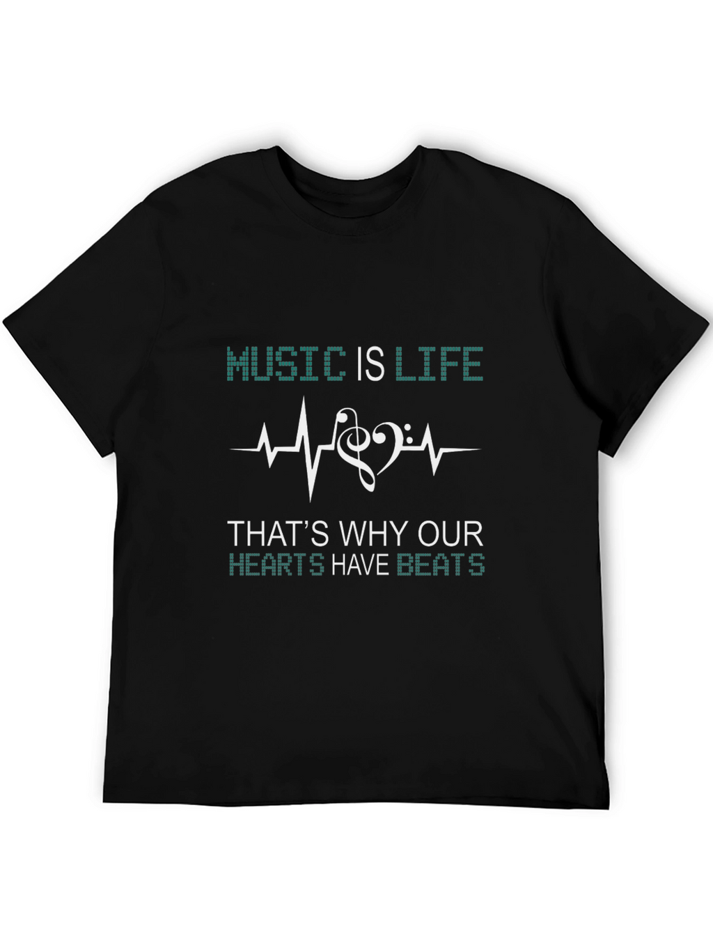 Music is Life Graphic T-Shirt - Black