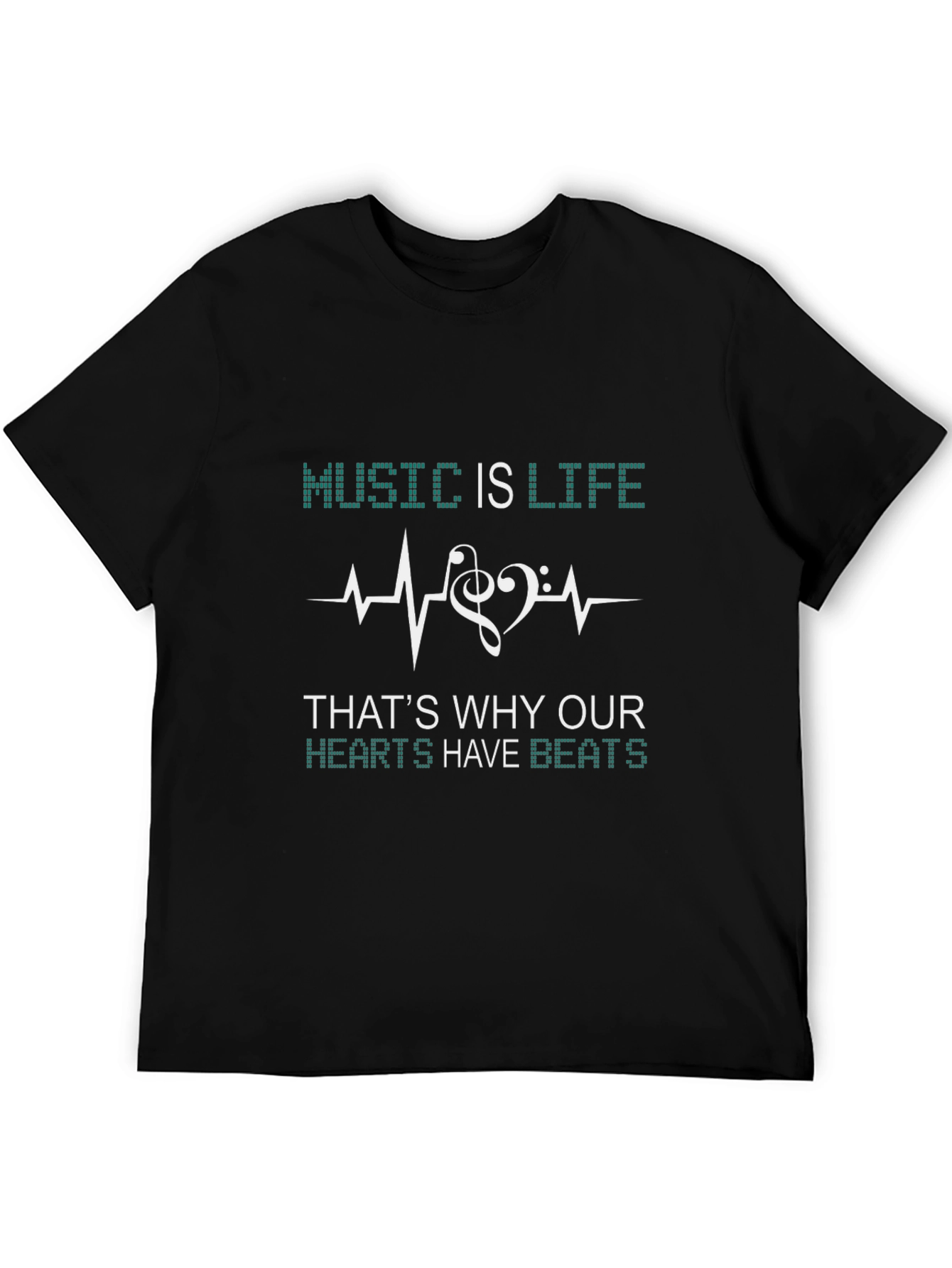 Music is Life Graphic T-Shirt - Black
