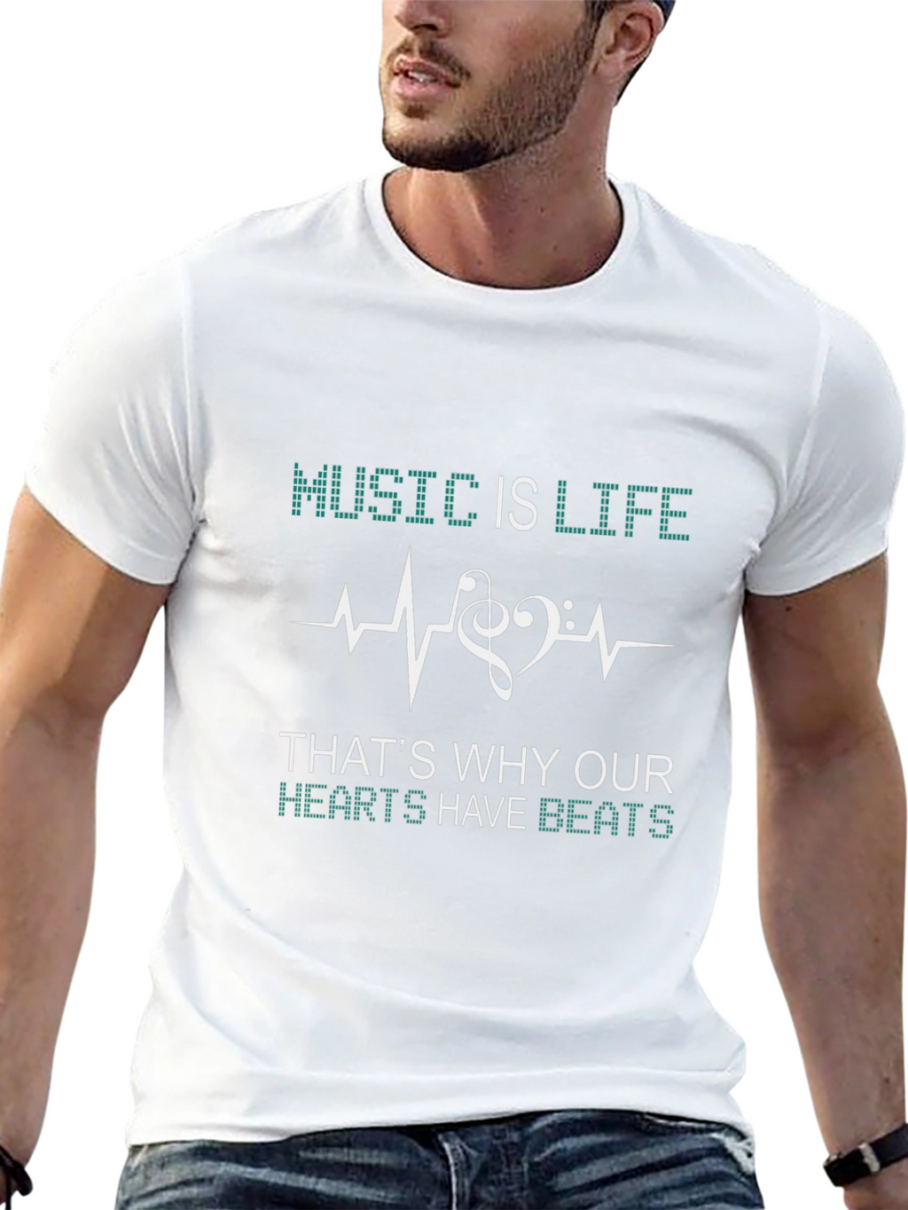 Music is Life Graphic T-Shirt - Black