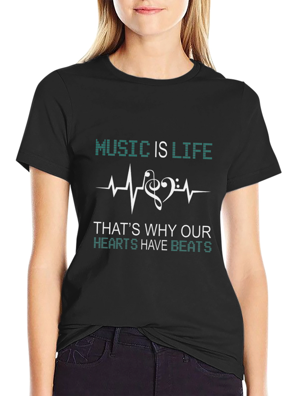 Music is Life Graphic T-Shirt - Black