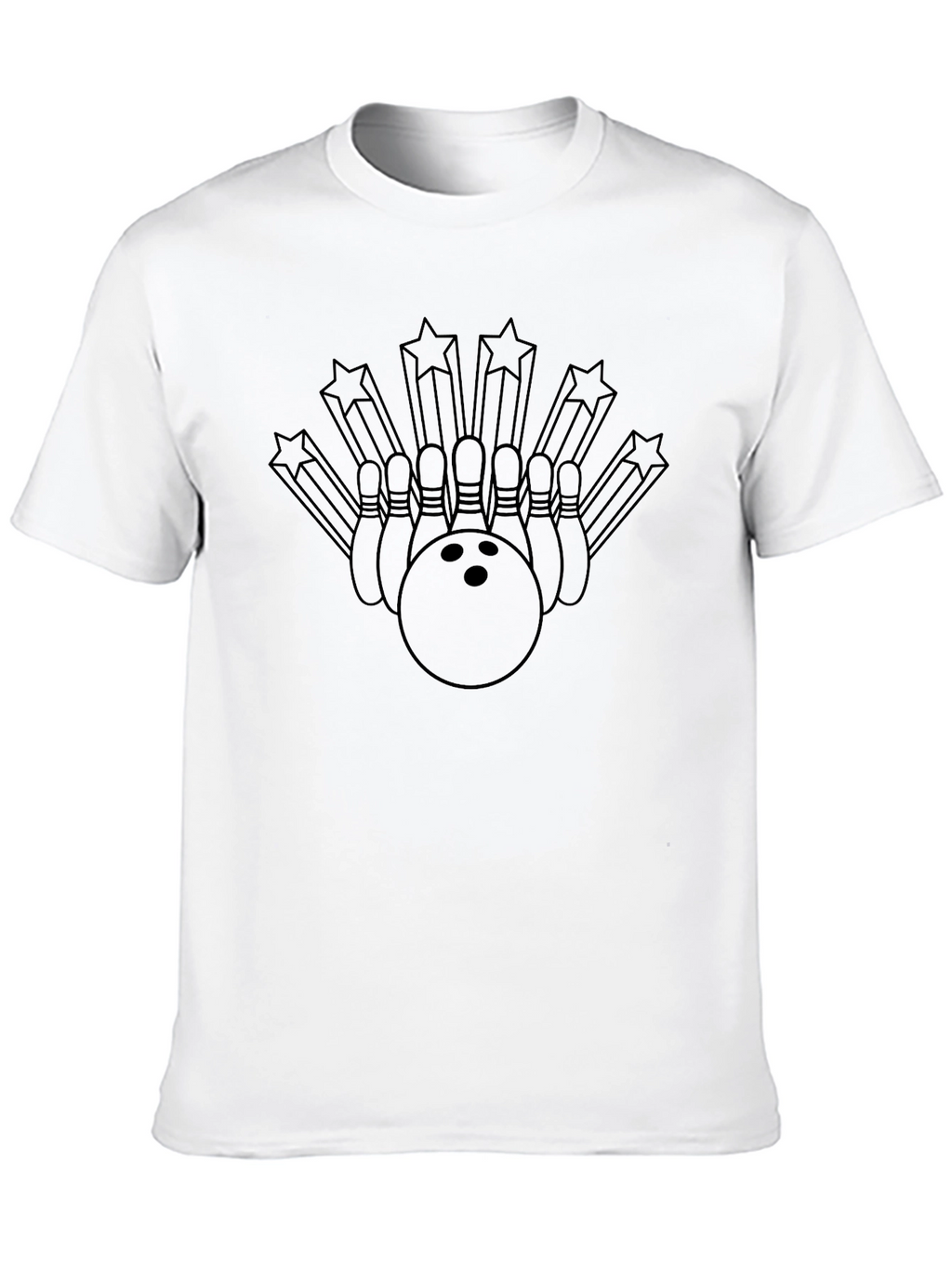 Bowling Strike Star Graphic T-Shirt - Black