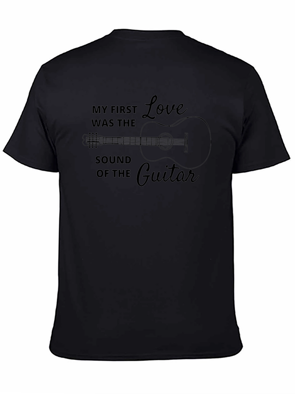 Guitar Sound Love Graphic Black T-Shirt
