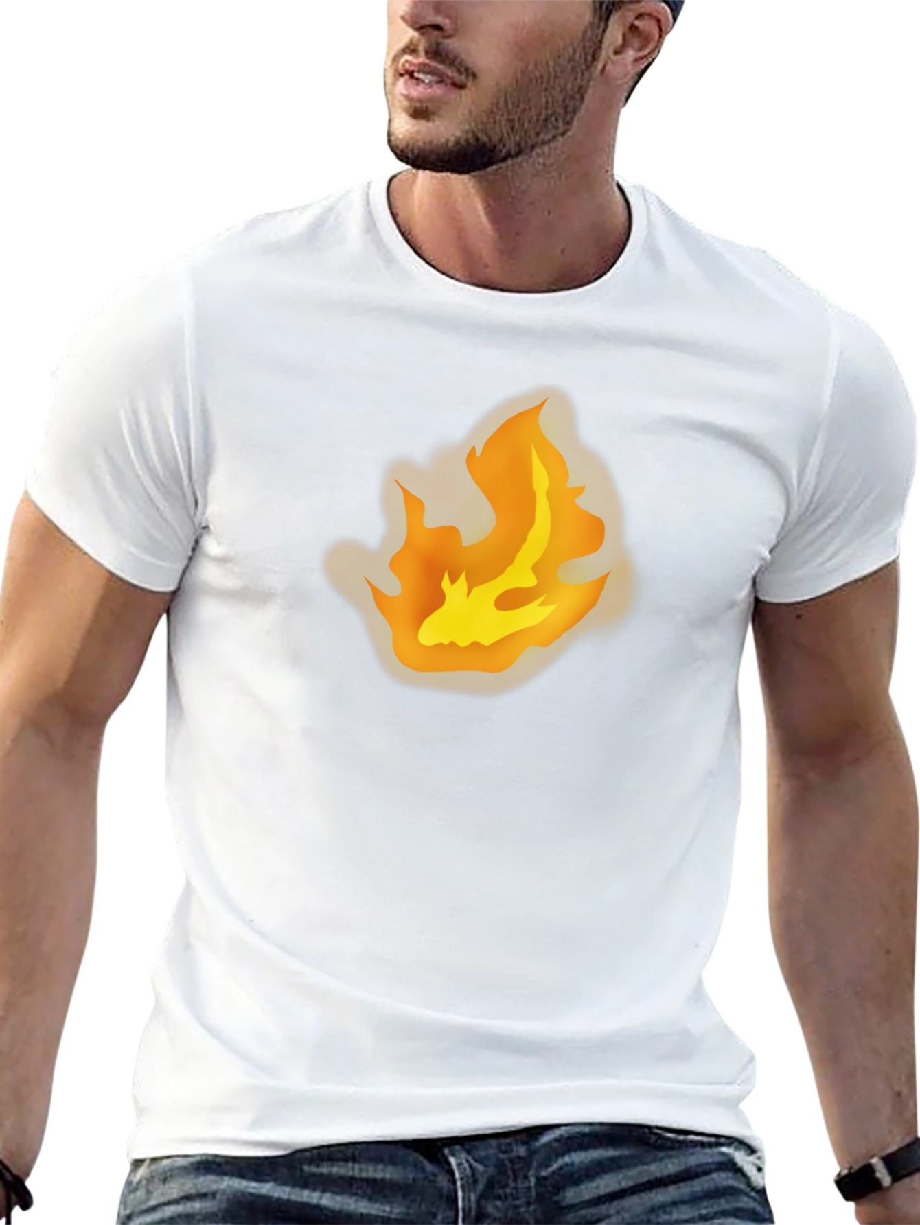 Flame Graphic Tee - Bold Black Cotton T-Shirt