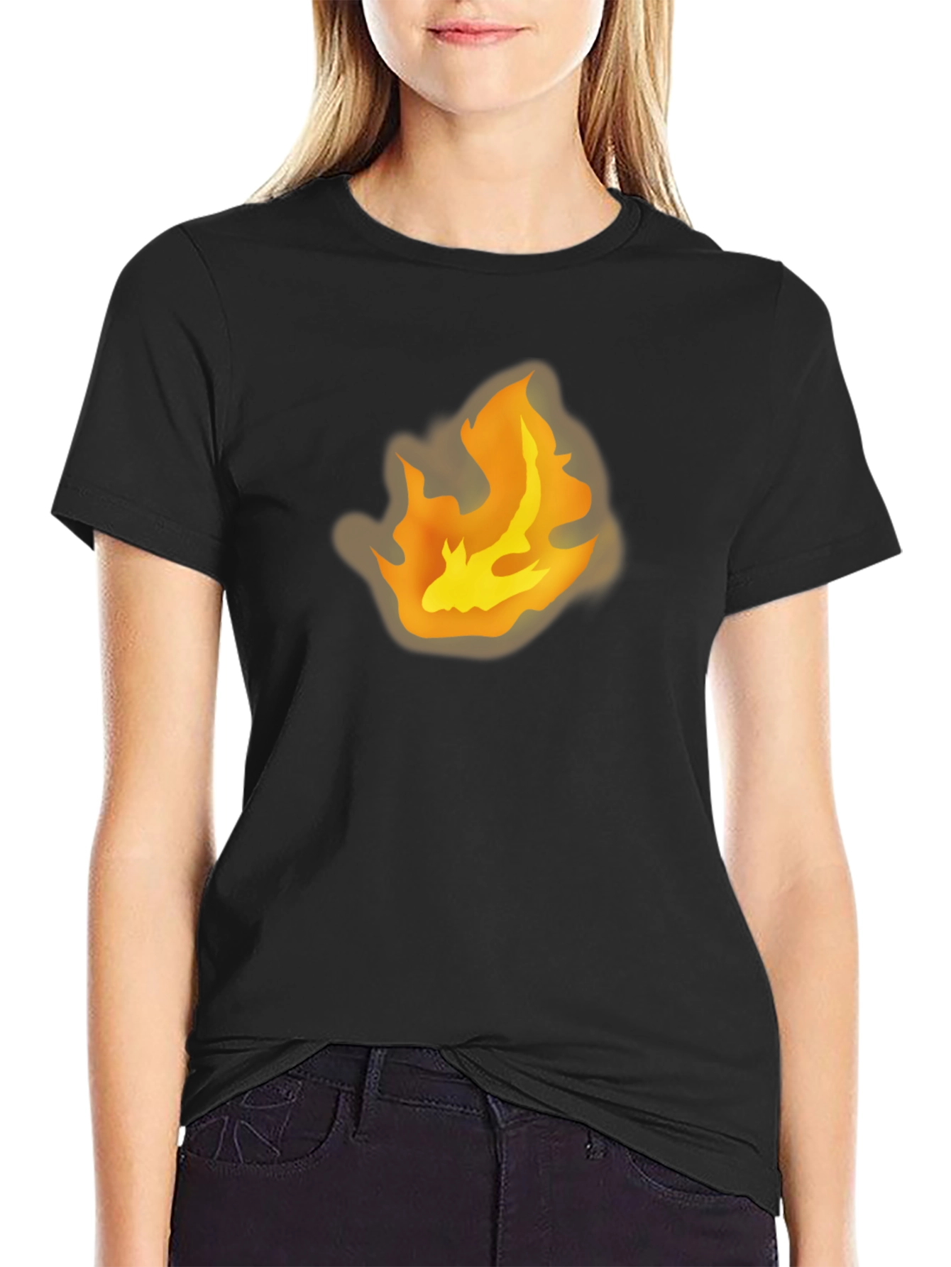 Flame Graphic Tee - Bold Black Cotton T-Shirt