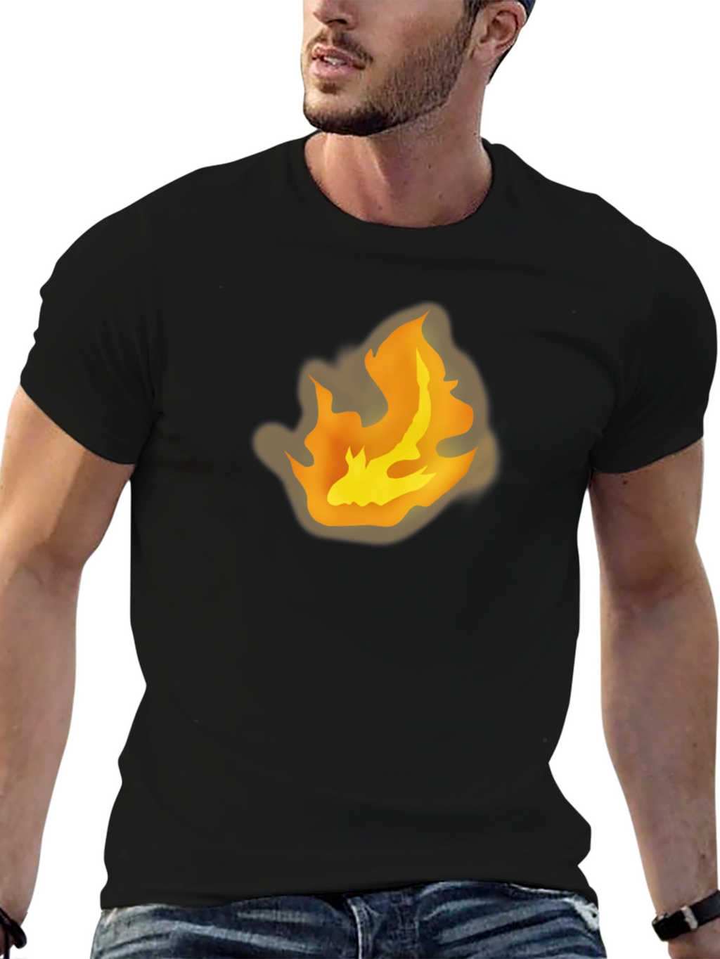 Flame Graphic Tee - Bold Black Cotton T-Shirt