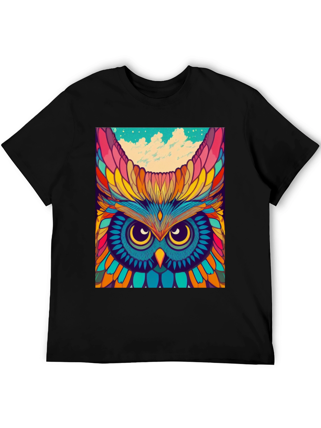 Psychedelic Owl Graphic Tee - Unique Colorful Design
