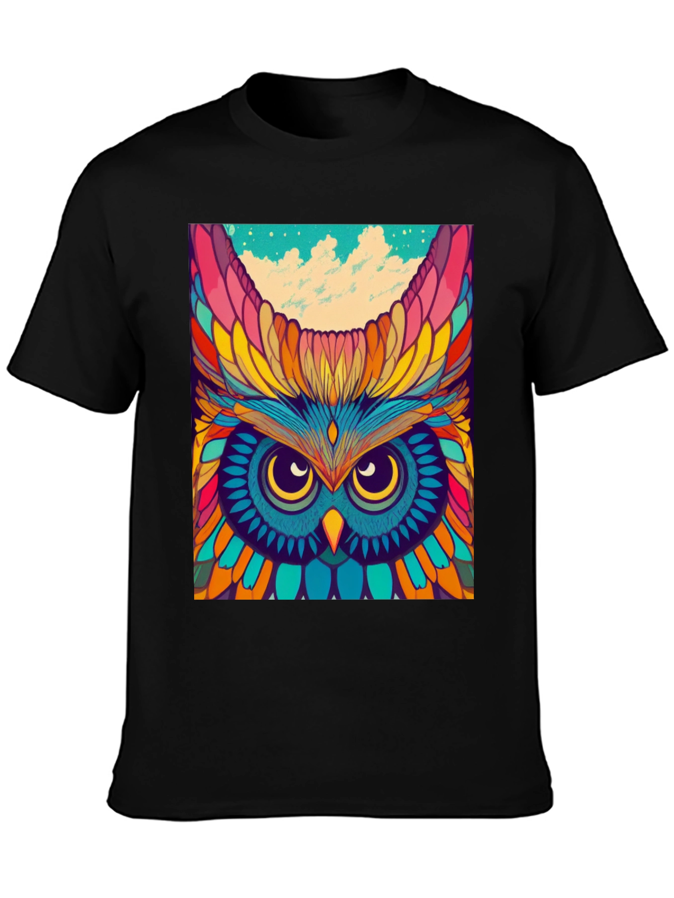 Psychedelic Owl Graphic Tee - Unique Colorful Design