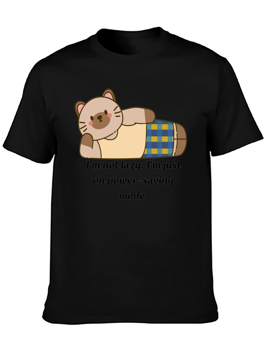 Lazy Cat Power-Saving Mode Graphic T-Shirt