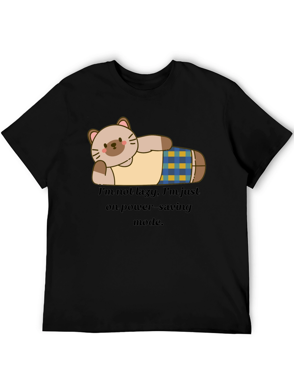 Lazy Cat Power-Saving Mode Graphic T-Shirt