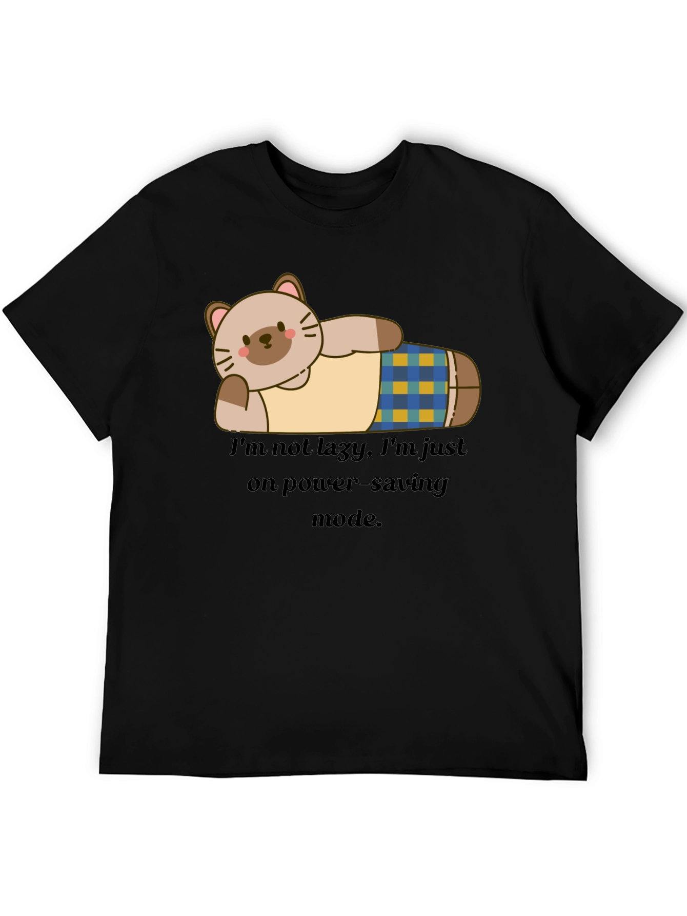 Lazy Cat Power-Saving Mode Graphic T-Shirt