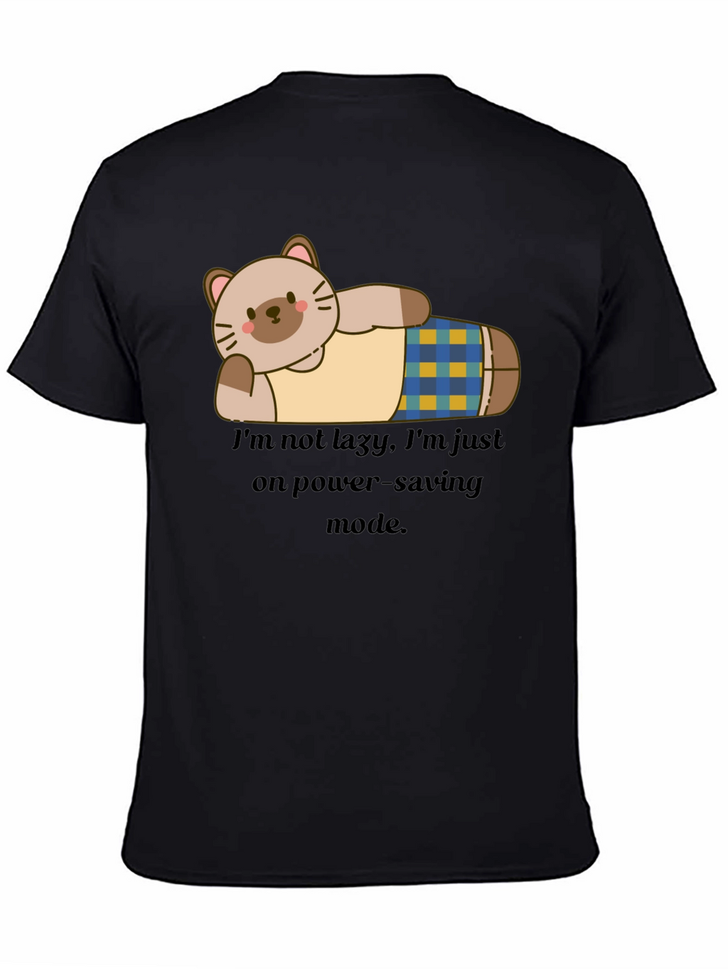 Lazy Cat Power-Saving Mode Graphic T-Shirt