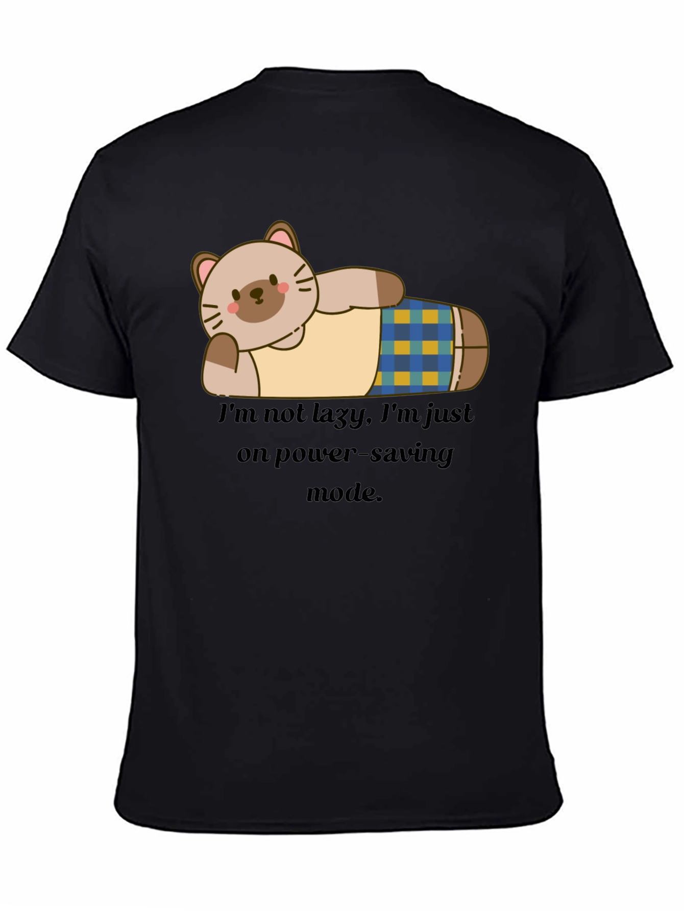 Lazy Cat Power-Saving Mode Graphic T-Shirt