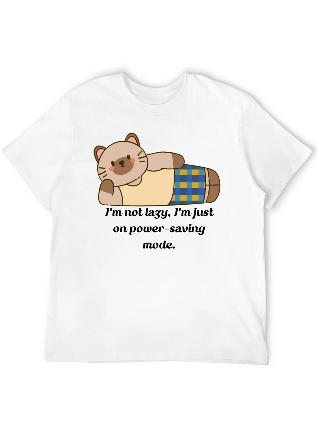 Lazy Cat Power-Saving Mode Graphic T-Shirt