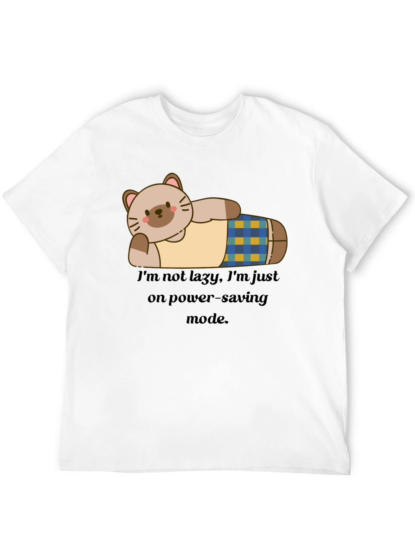 Lazy Cat Power-Saving Mode Graphic T-Shirt