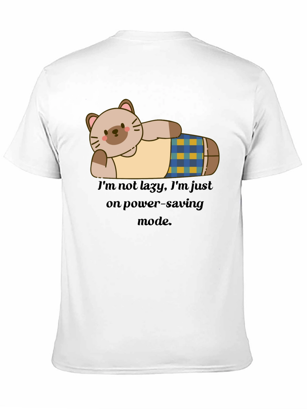 Lazy Cat Power-Saving Mode Graphic T-Shirt