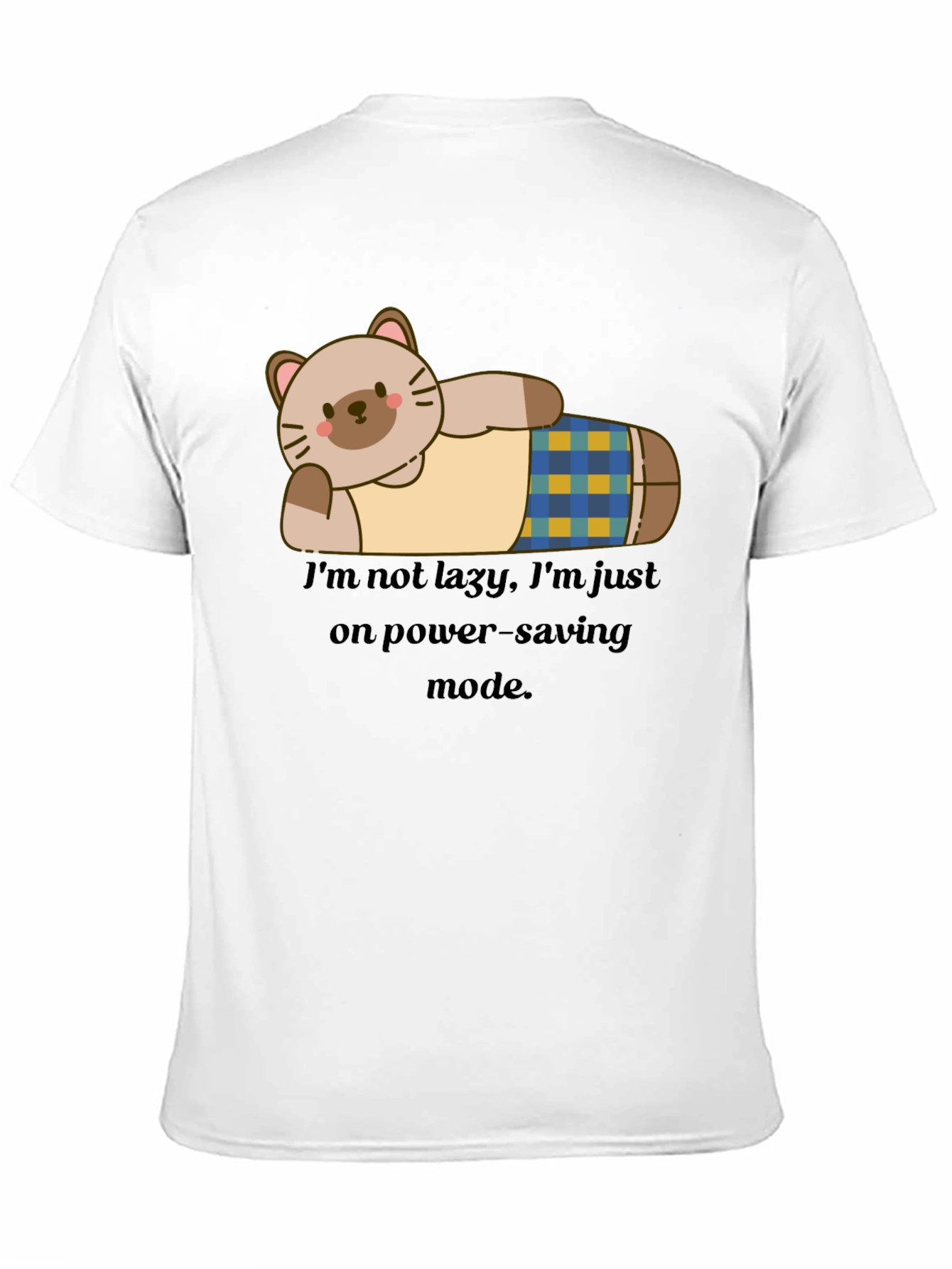 Lazy Cat Power-Saving Mode Graphic T-Shirt