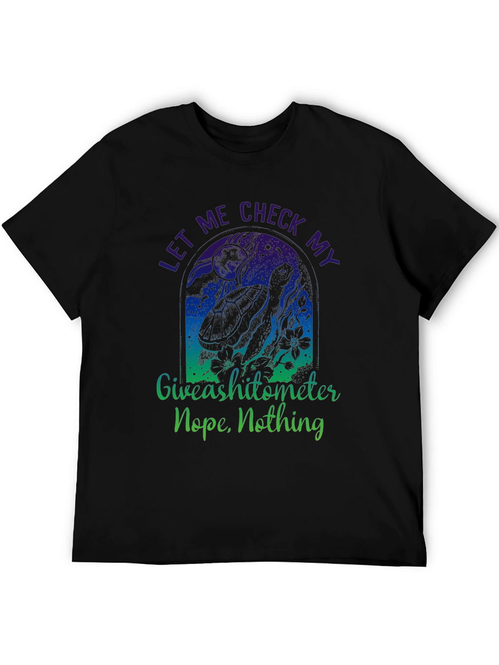 Funny Turtle Giveashitometer Mens Black T-Shirt