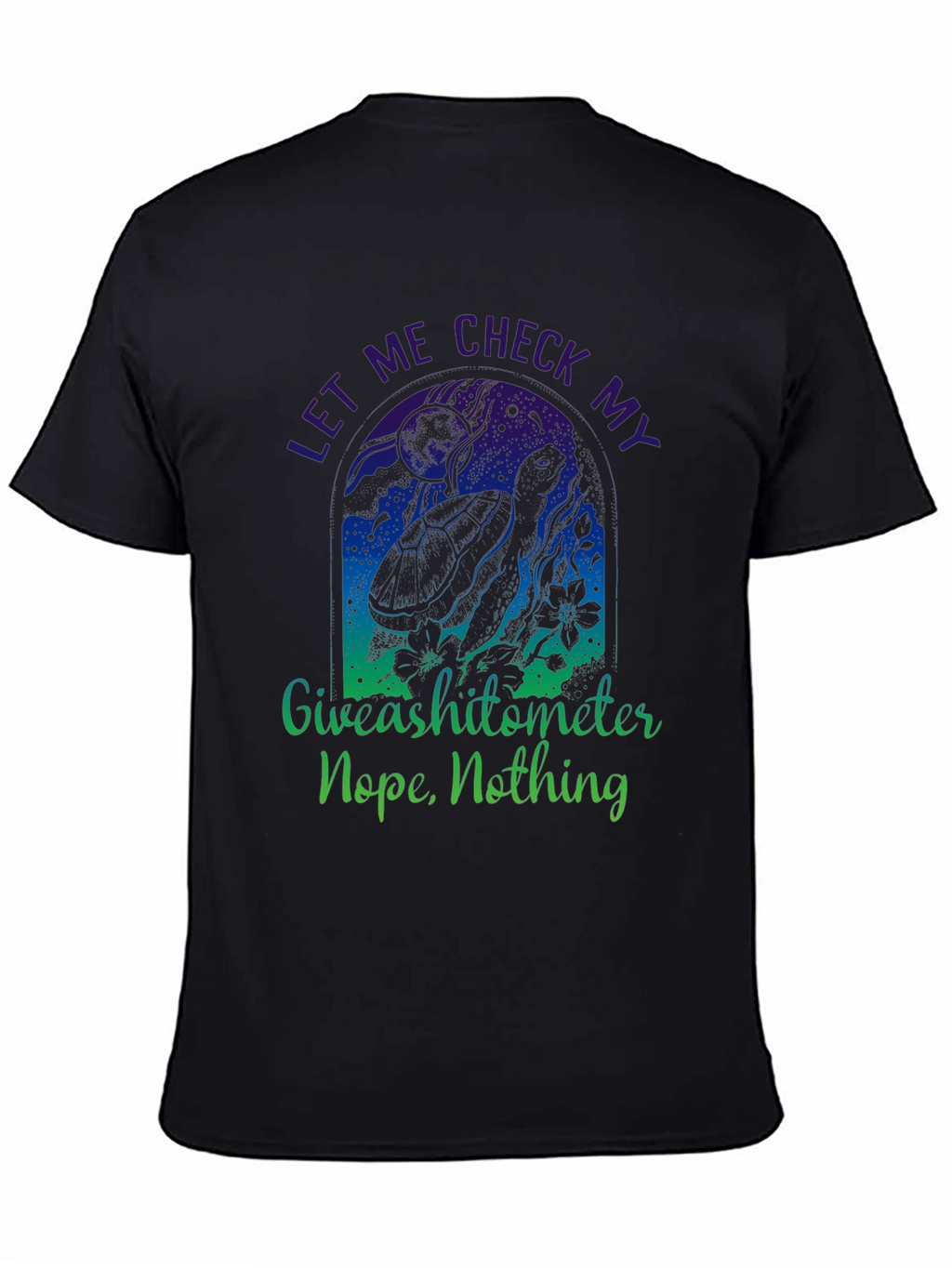 Funny Turtle Giveashitometer Mens Black T-Shirt