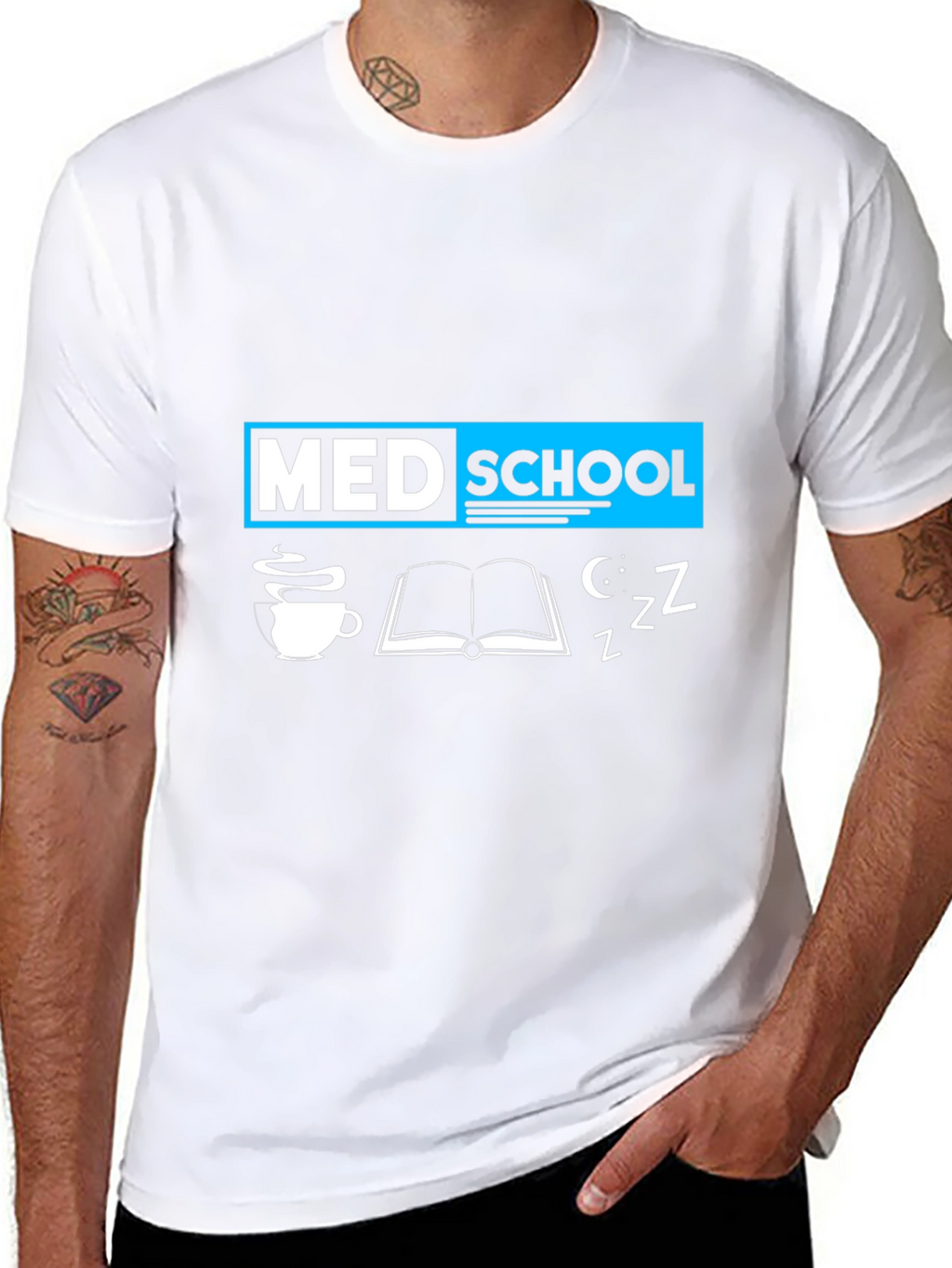 Med School T-Shirt: Coffee Books and Zzzs